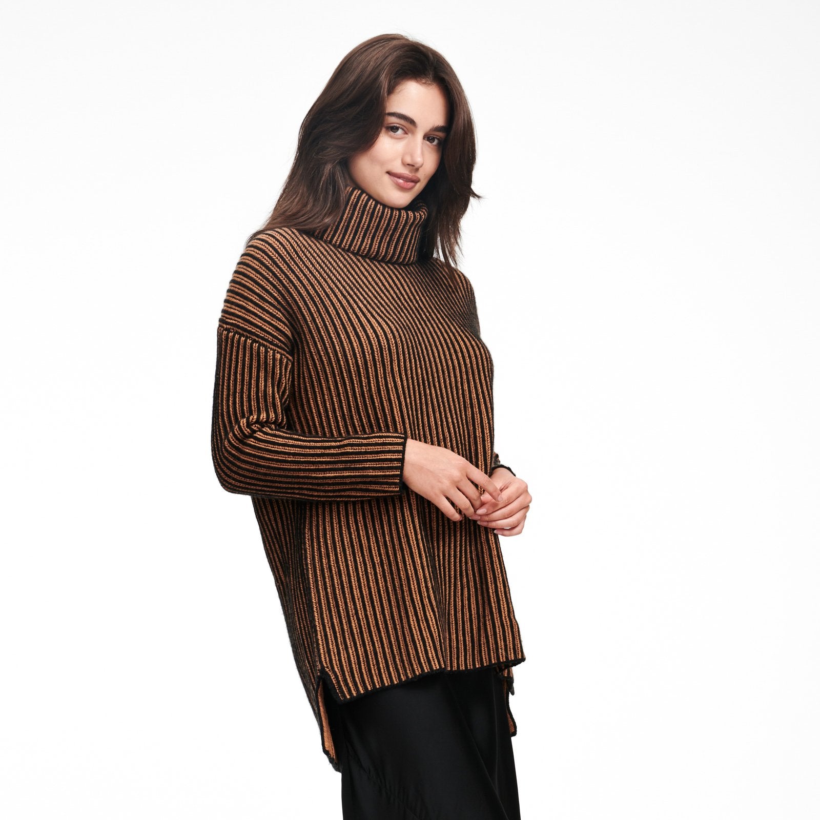 Ribbed Turtleneck High Low Tunic NAADAM