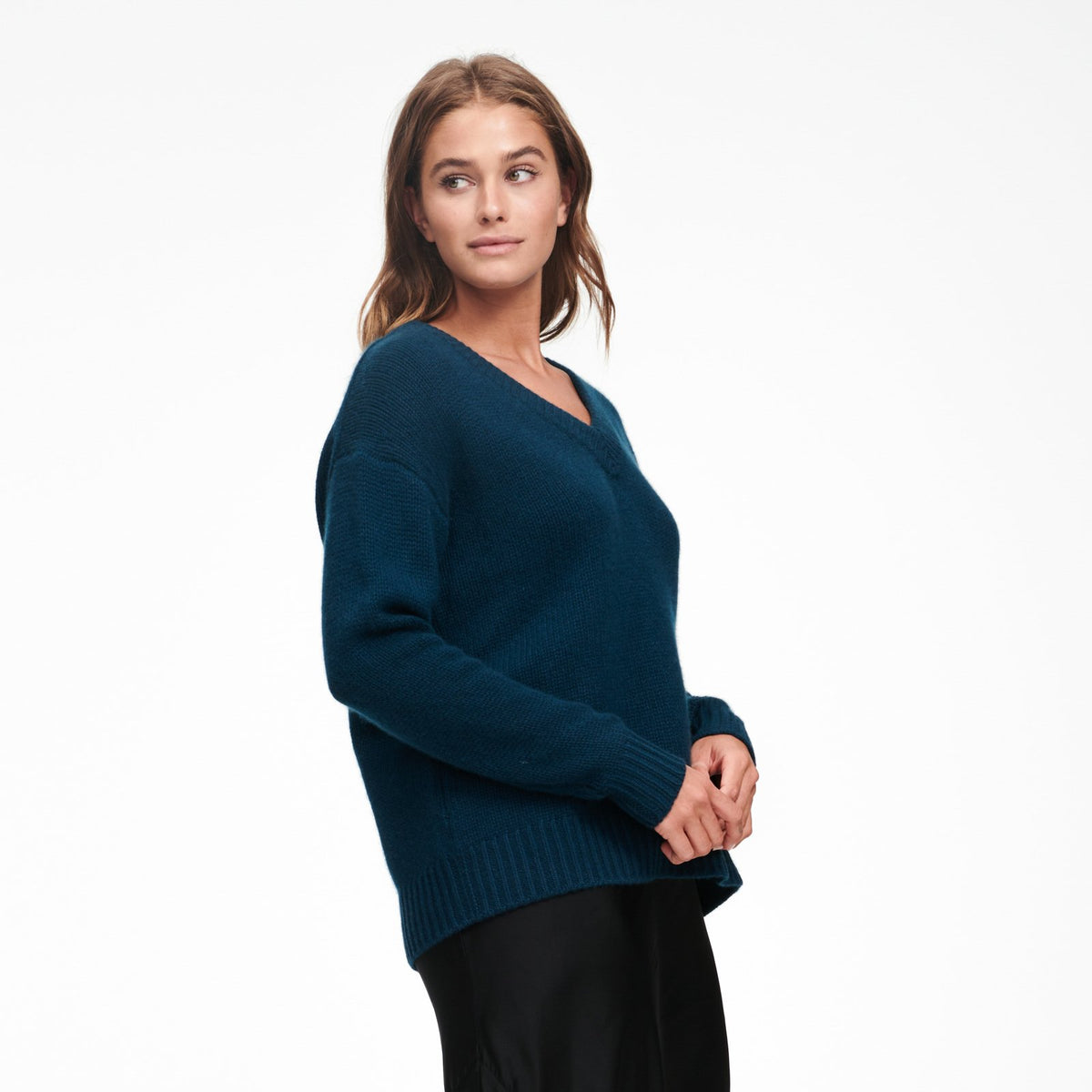 Luxe Cashmere Oversized V Neck Sweater