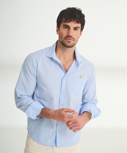 Men's Embroidered Oyster Cotton Button Down Shirt