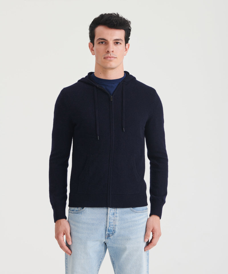 Naadam Signature Cashmere Zip Hoodie in Smoke M