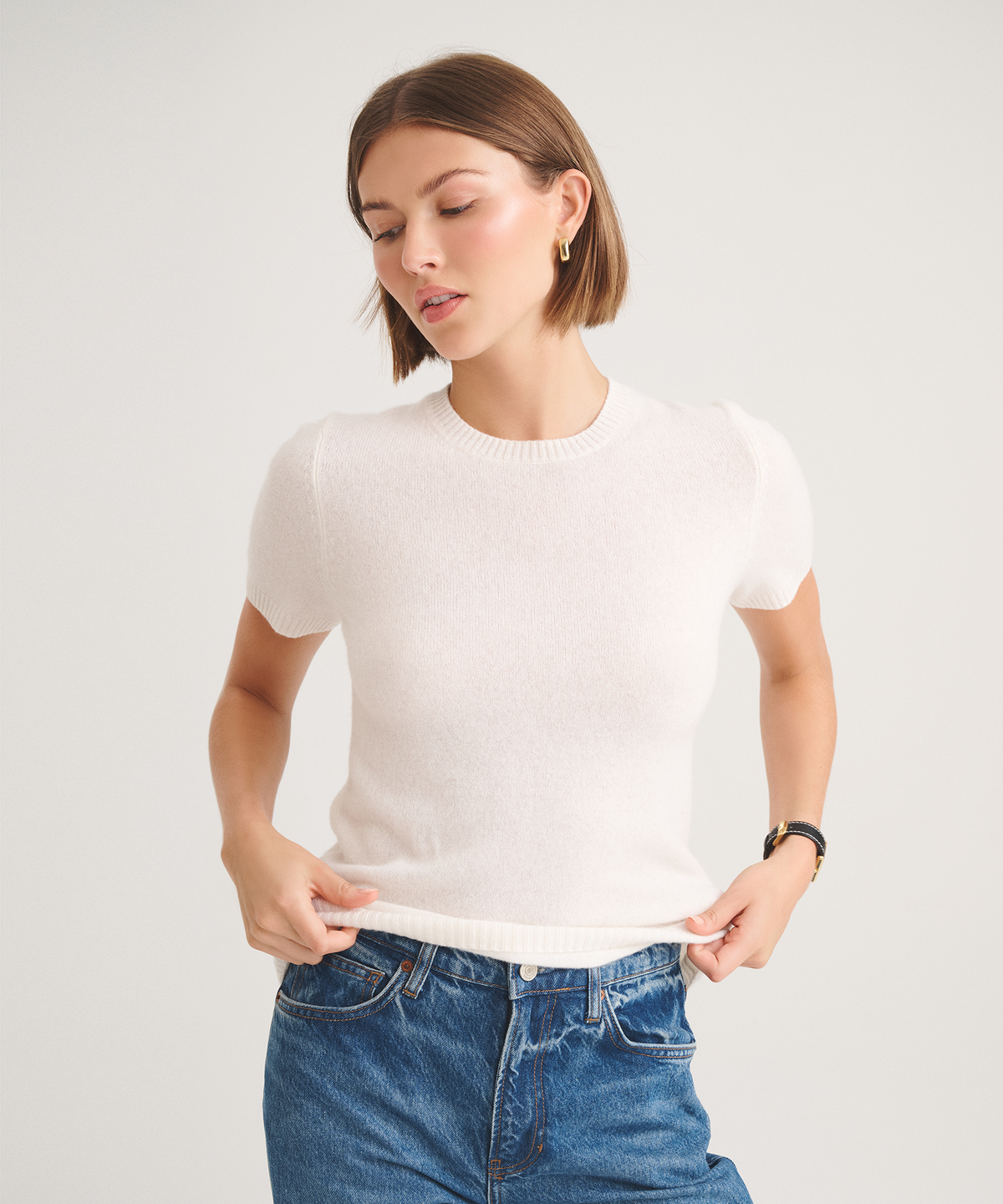 Basic Cashmere Short Sleeve Sweater – NAADAM