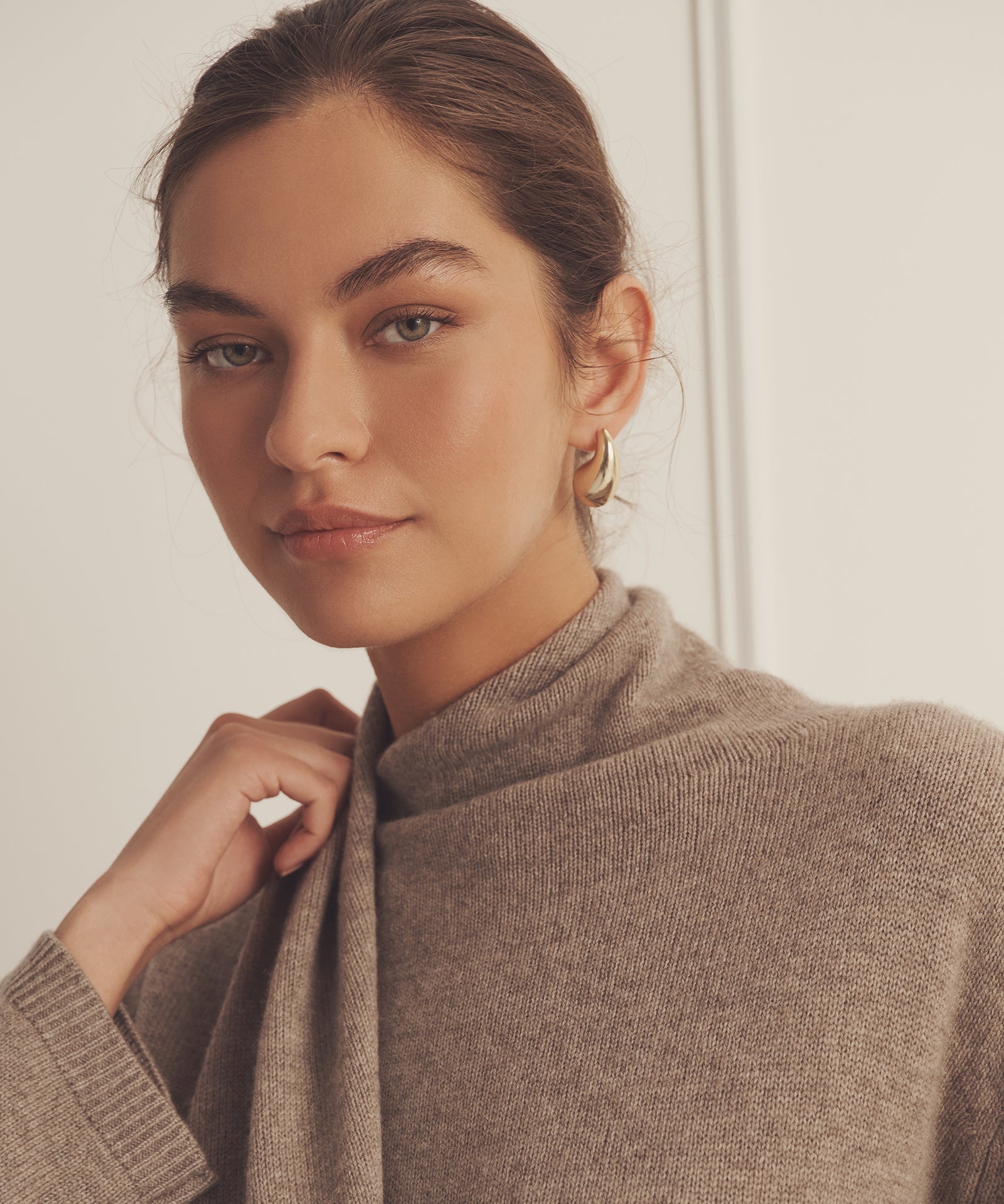 Luxe Cashmere Asymmetrical Turtleneck with Scarf – NAADAM