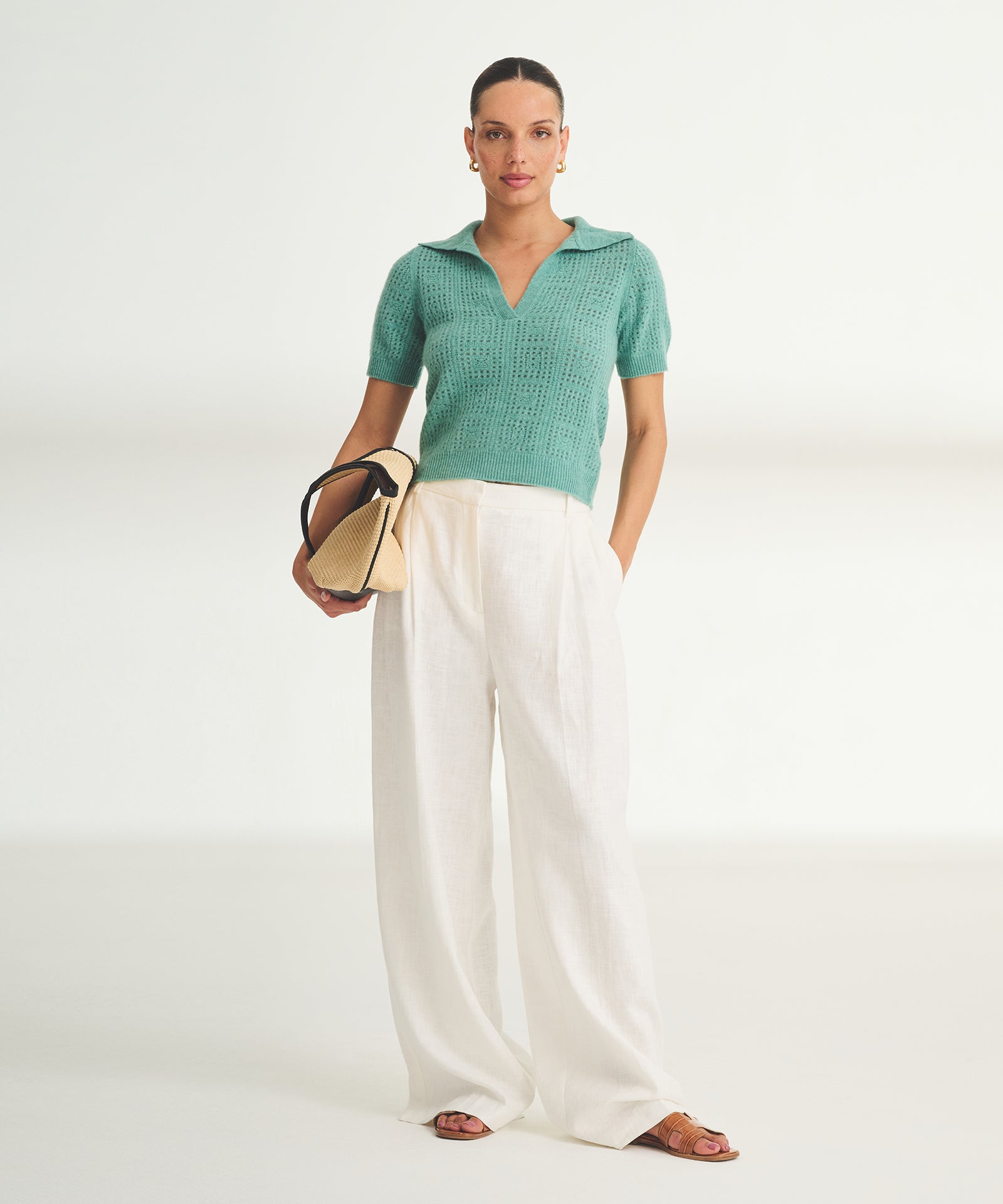 Novelty Cashmere Crochet Short Sleeve Polo – NAADAM