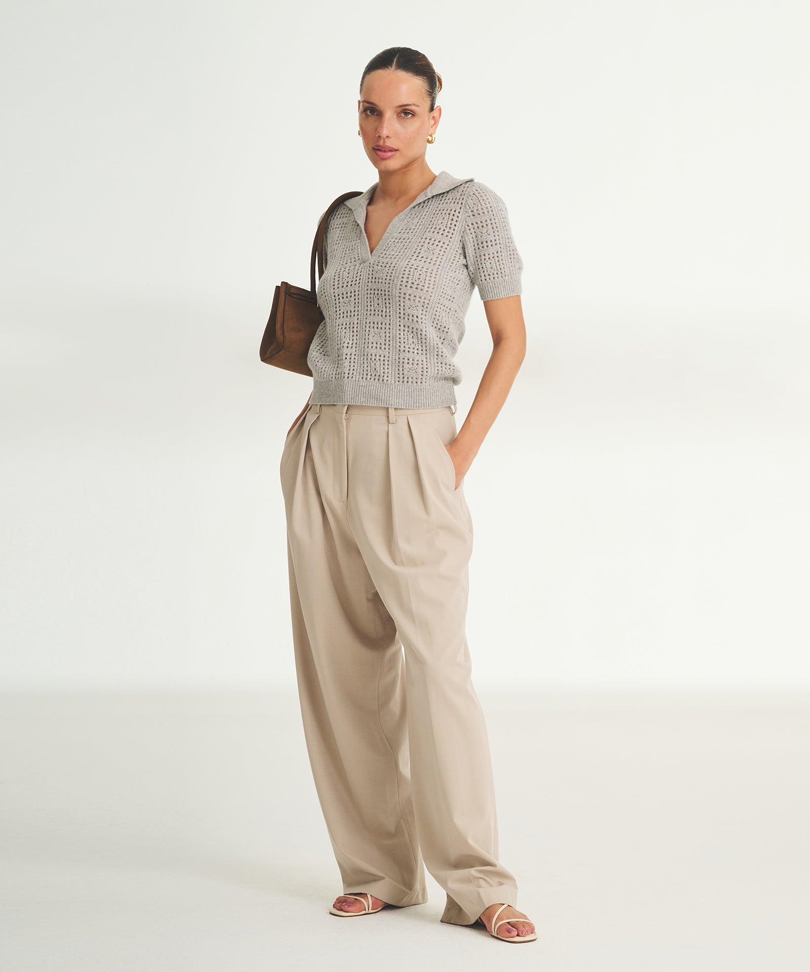 Novelty Cashmere Crochet Short Sleeve Polo – NAADAM