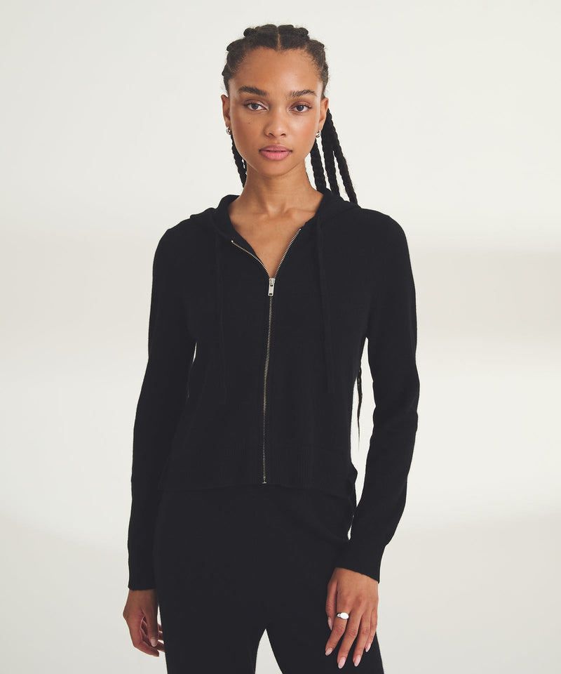 Signature Cashmere Cropped Zip Up Hoodie NAADAM