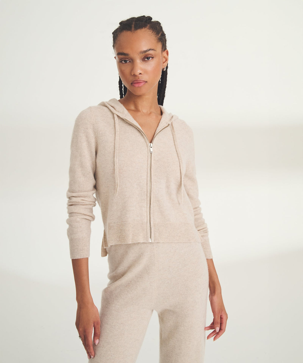 Signature Cashmere Cropped Zip Up Hoodie – NAADAM
