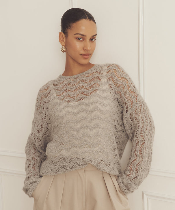 Novelty Cashmere Lace Crew