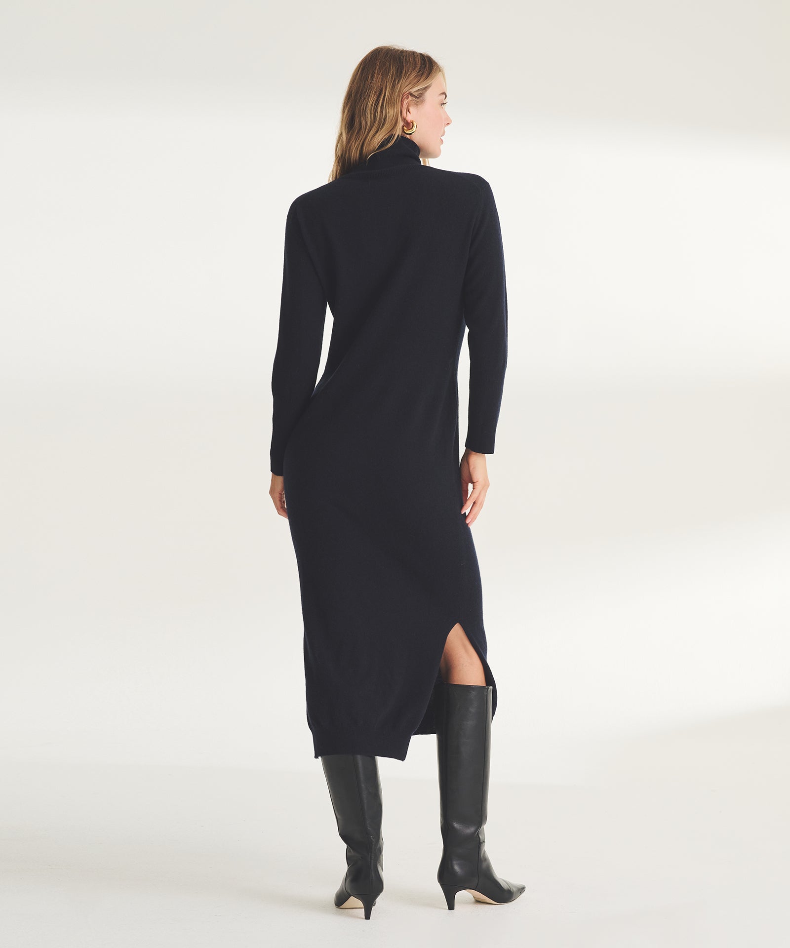 Signature Cashmere Turtleneck Dress with Slits – NAADAM