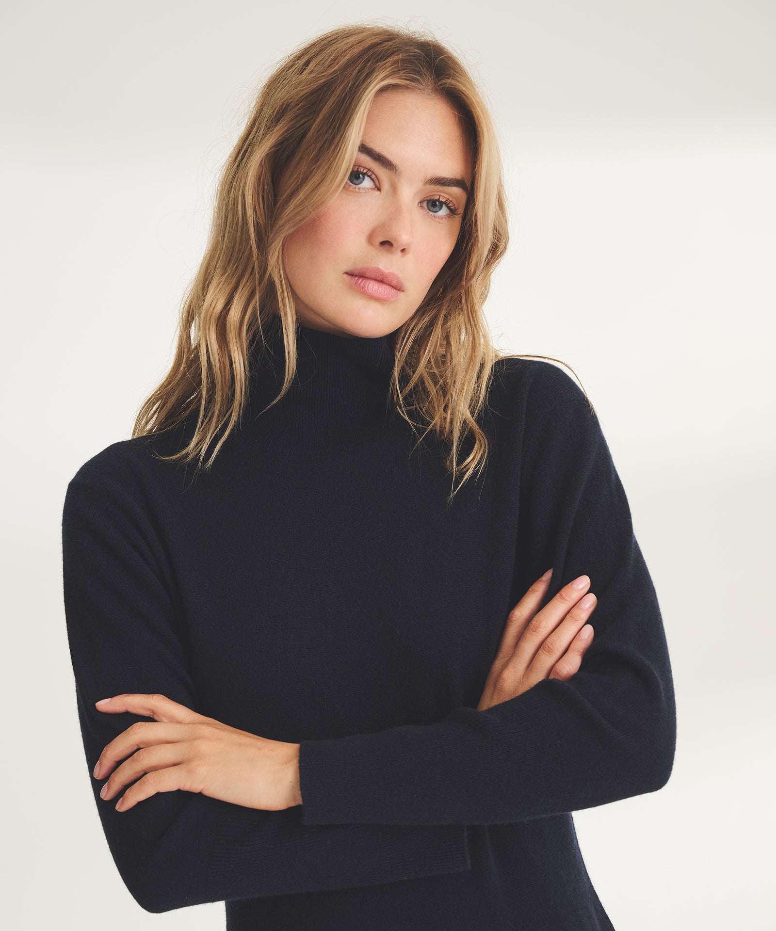 Signature Cashmere Turtleneck Dress with Slits – NAADAM