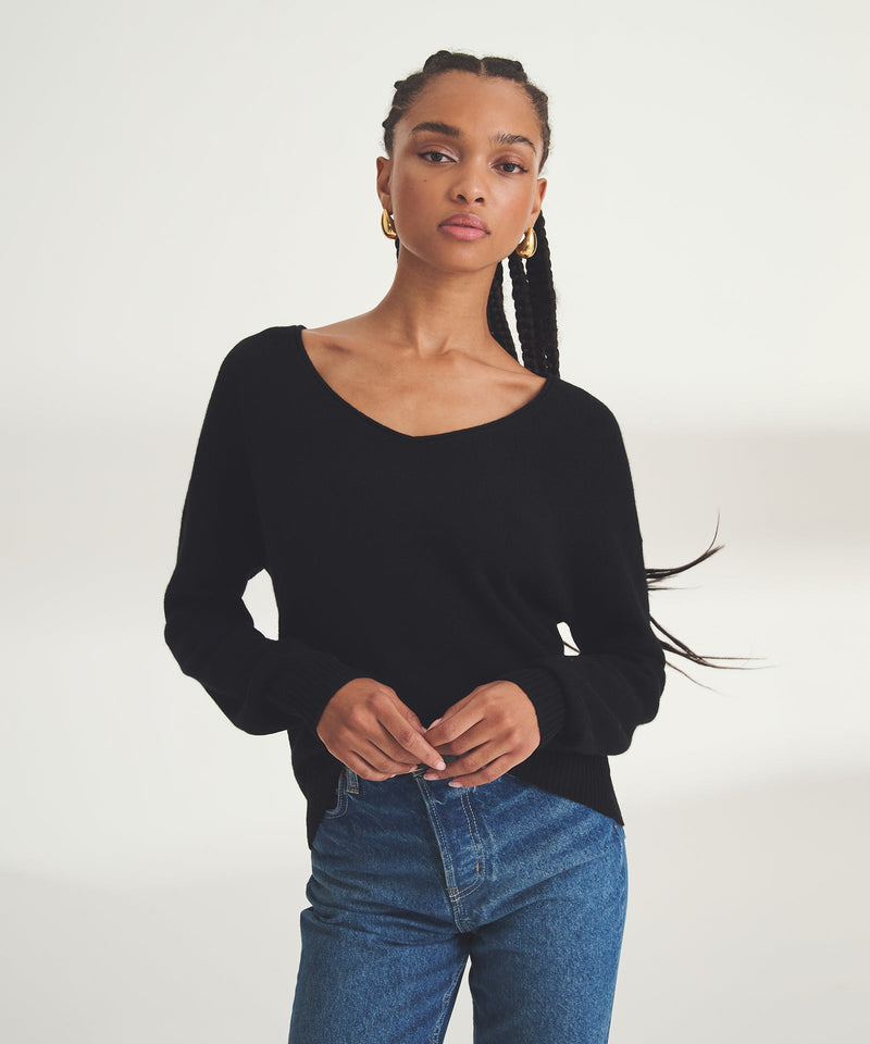 Naadam store Coastal Cashmere Cropped V-Neck Sweater