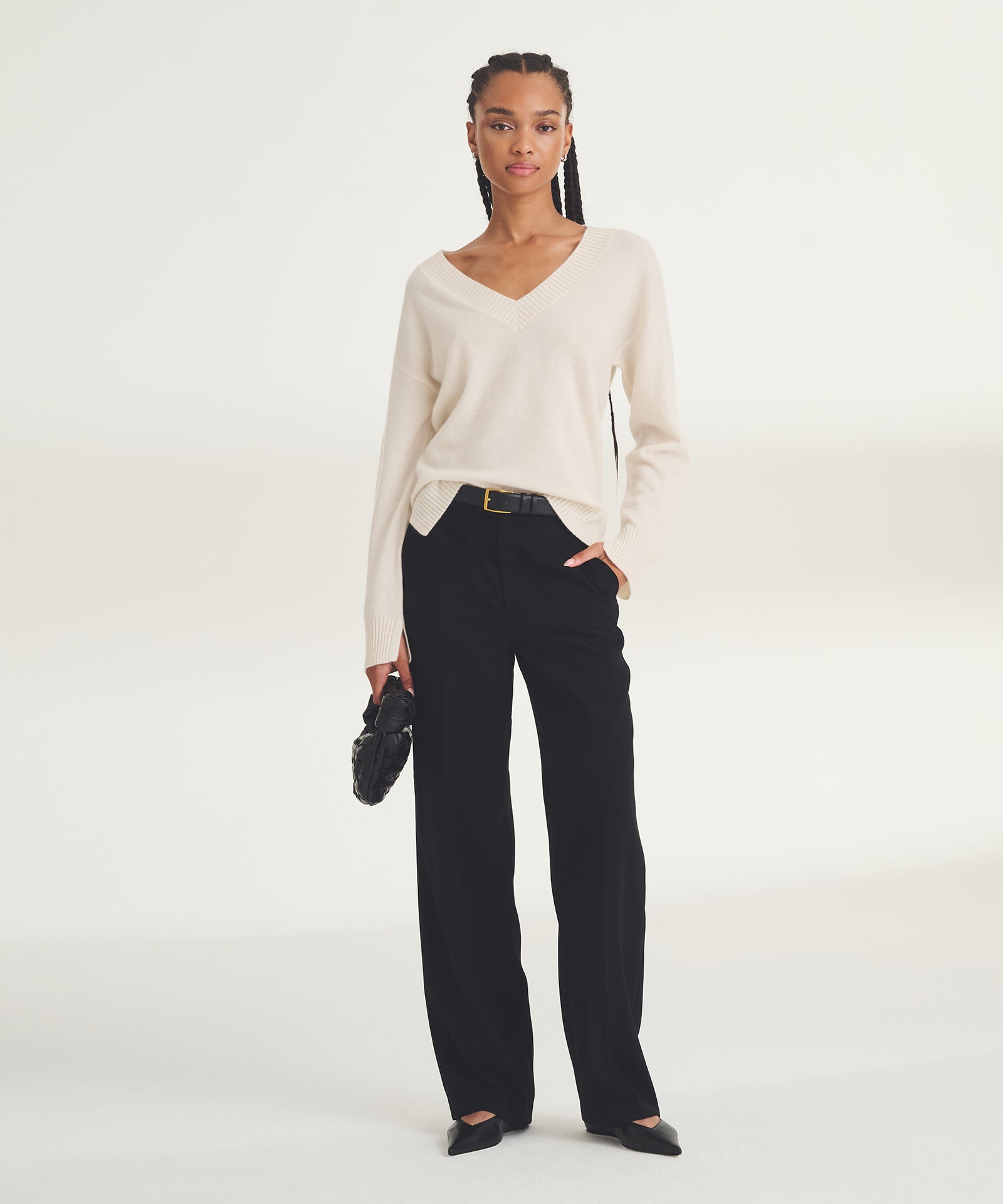 Signature Cashmere Wide Sleeve V-Neck Sweater – NAADAM