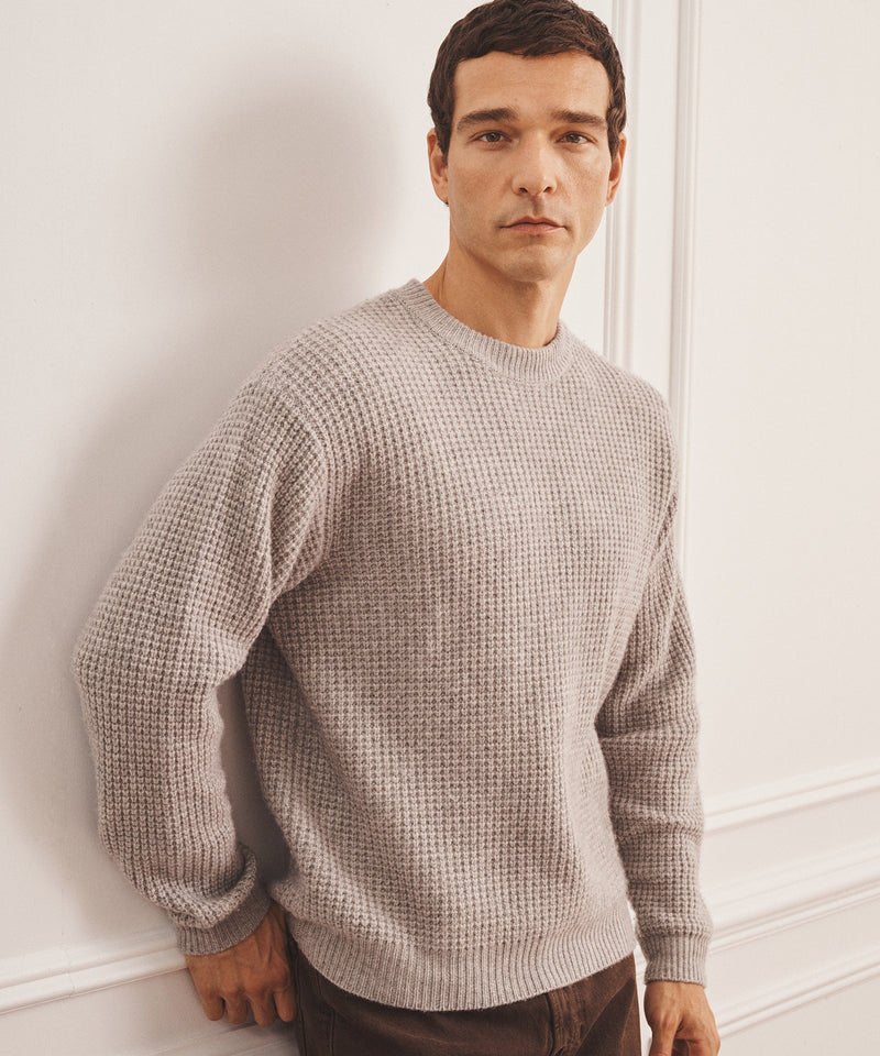Cashmino Waffle Crewneck Sweater – NAADAM