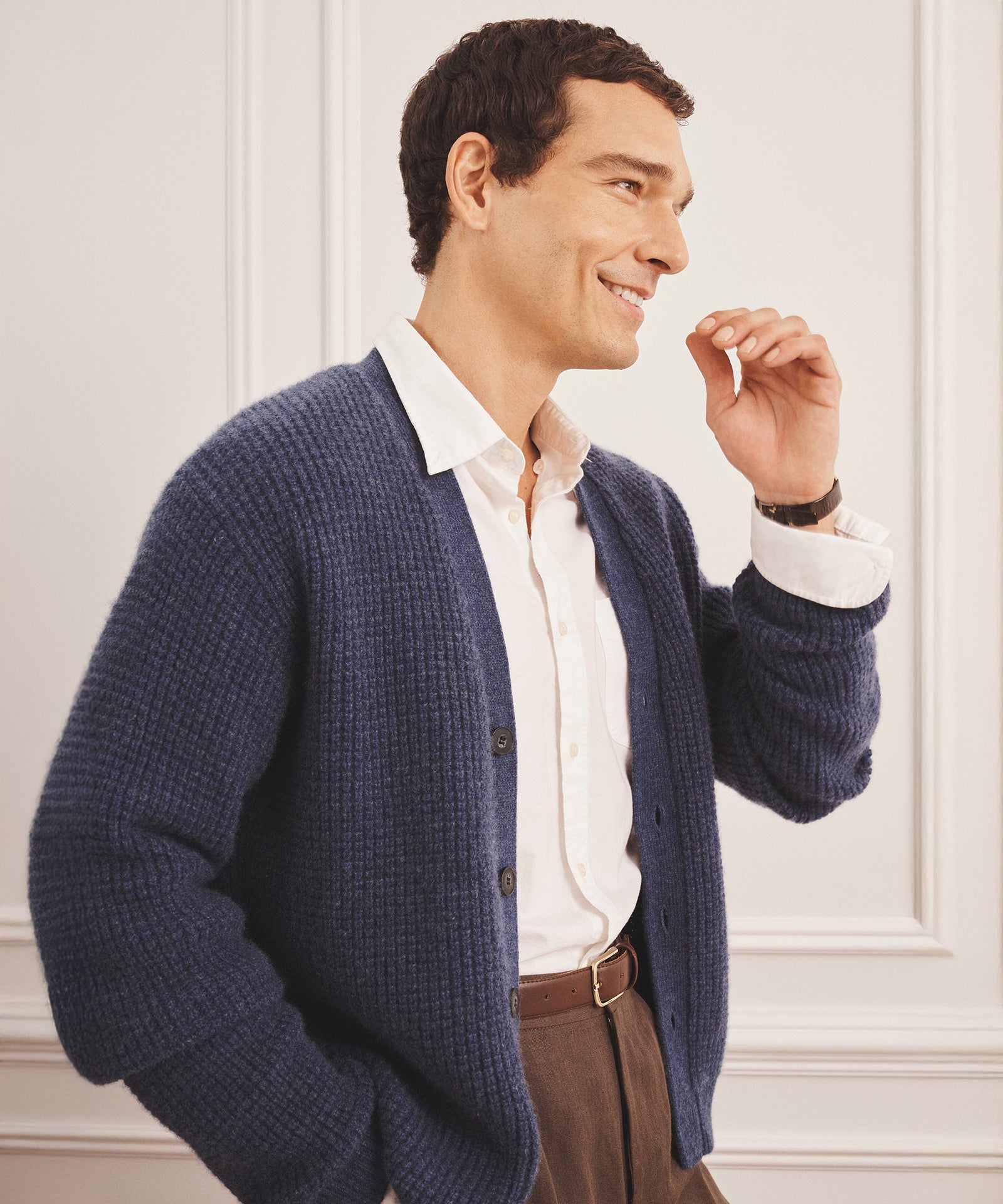 Cashmino Waffle V-Neck Cardigan – NAADAM