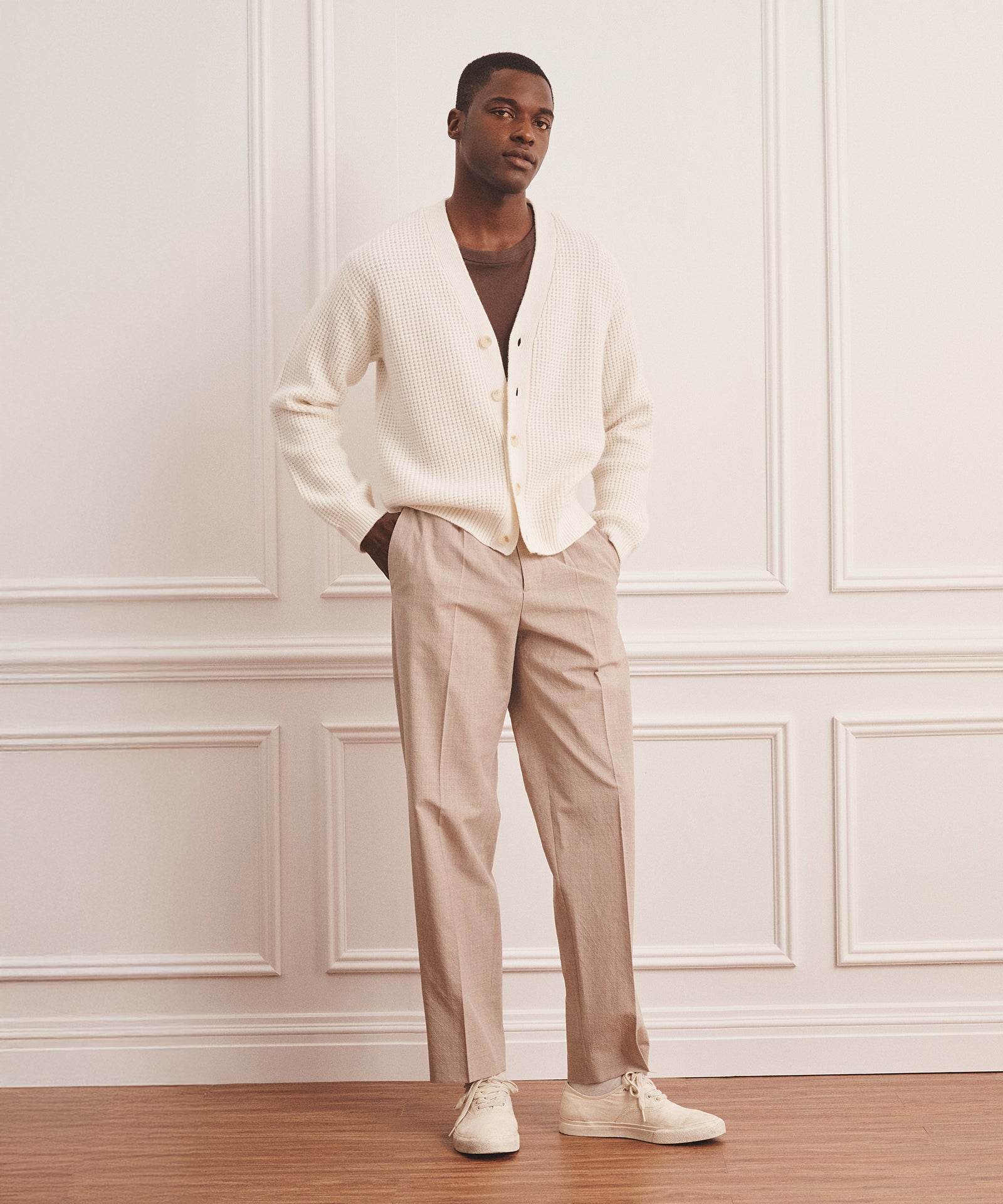 Cashmino Waffle V-Neck Cardigan – NAADAM