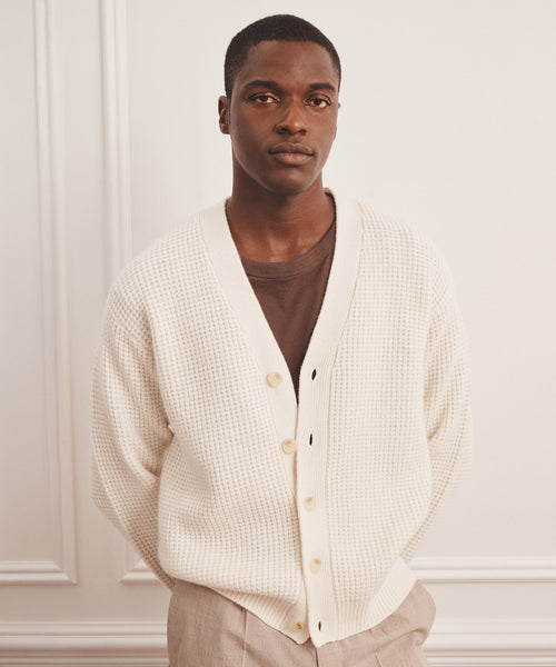 Cashmino Waffle V-Neck Cardigan – NAADAM