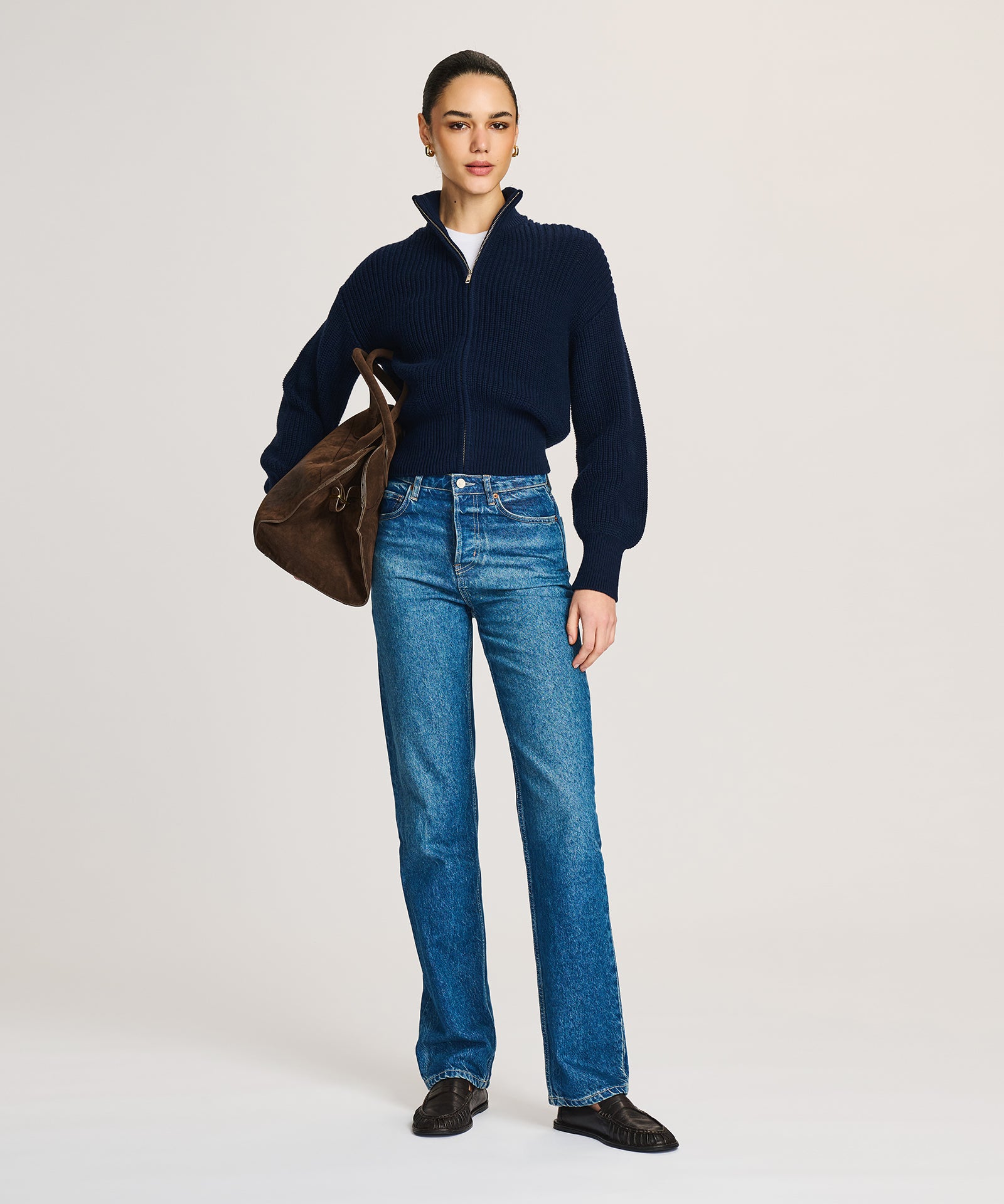 Cotton Fisherman Cinched Waist Zip Up Sweater – NAADAM Cotton Fisherman Cinched Waist Zip Up Sweater – NAADAM