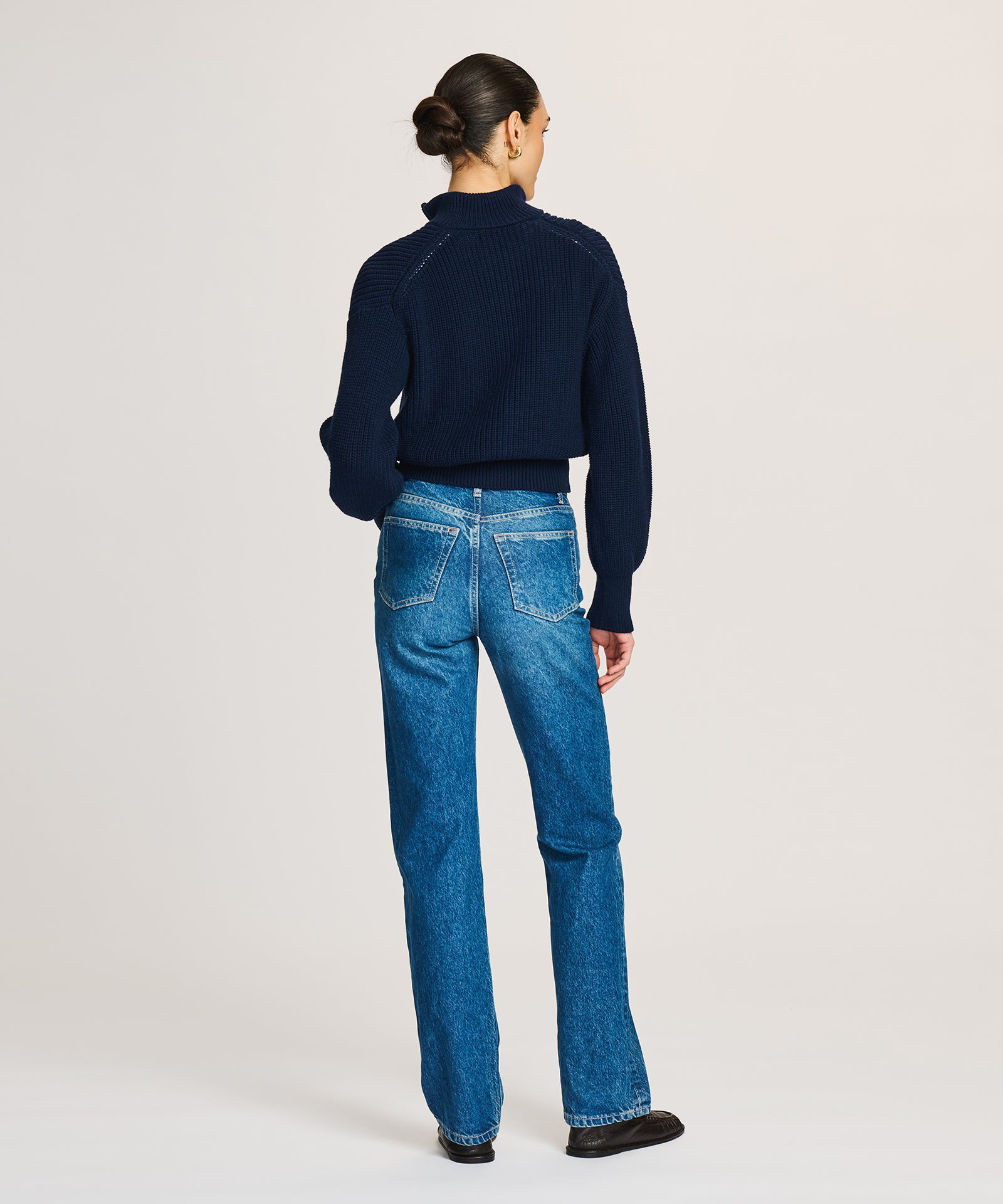 Cotton Fisherman Cinched Waist Zip Up Sweater – NAADAM