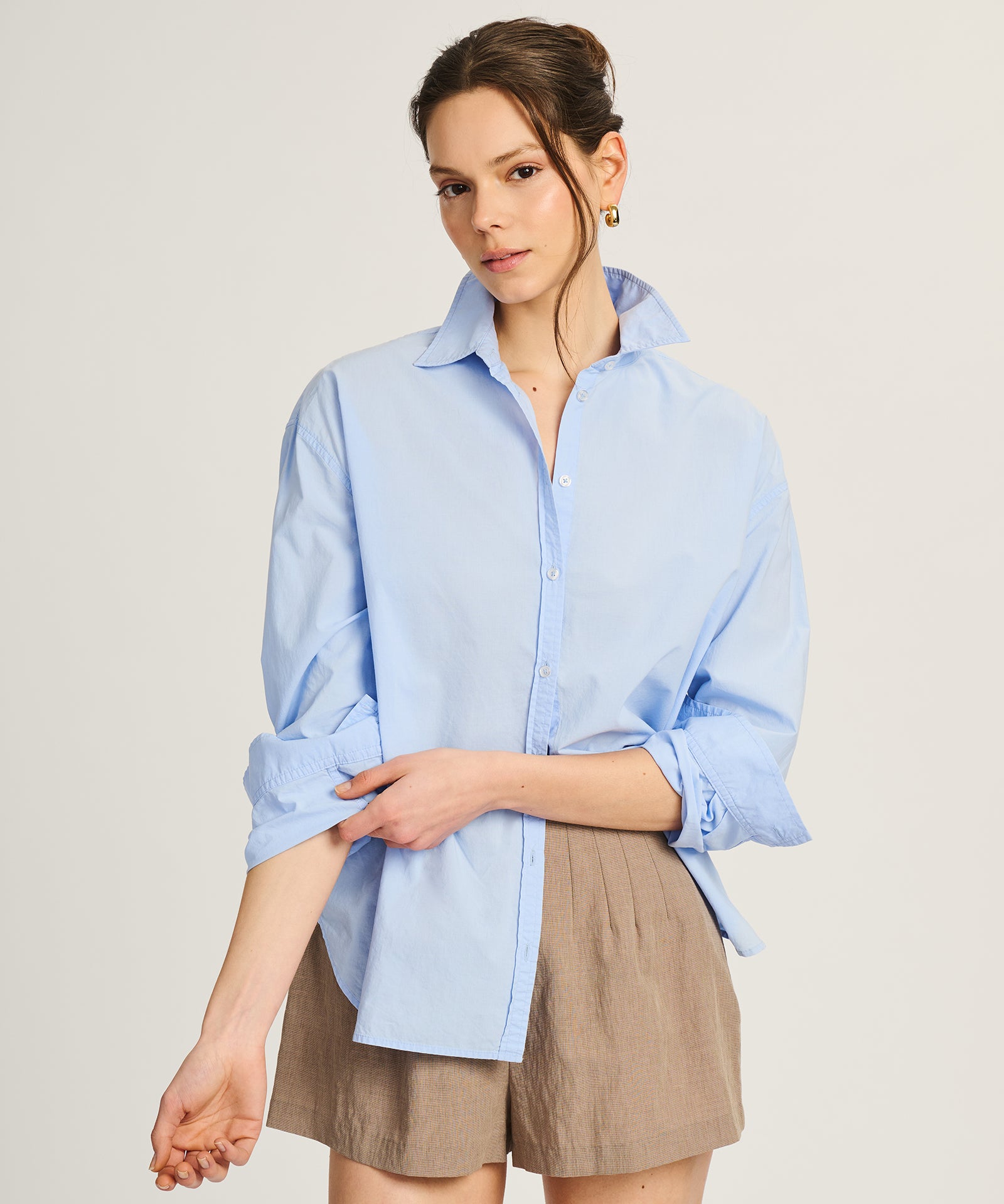 organic cotton dress shirt NAADAM Button Down in White Size:44