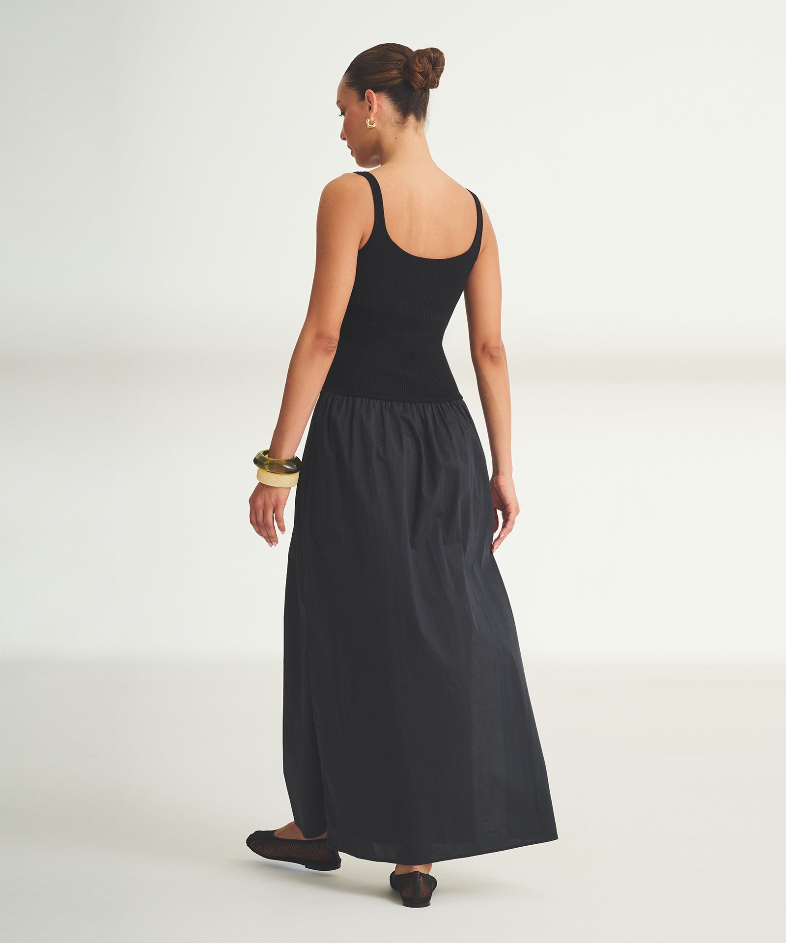 NAADAM Novelty Cotton Cashmere Mixed Media Dress in Black - XS NAADAM Novelty Cotton Cashmere Mixed Media Dress in Black - XS