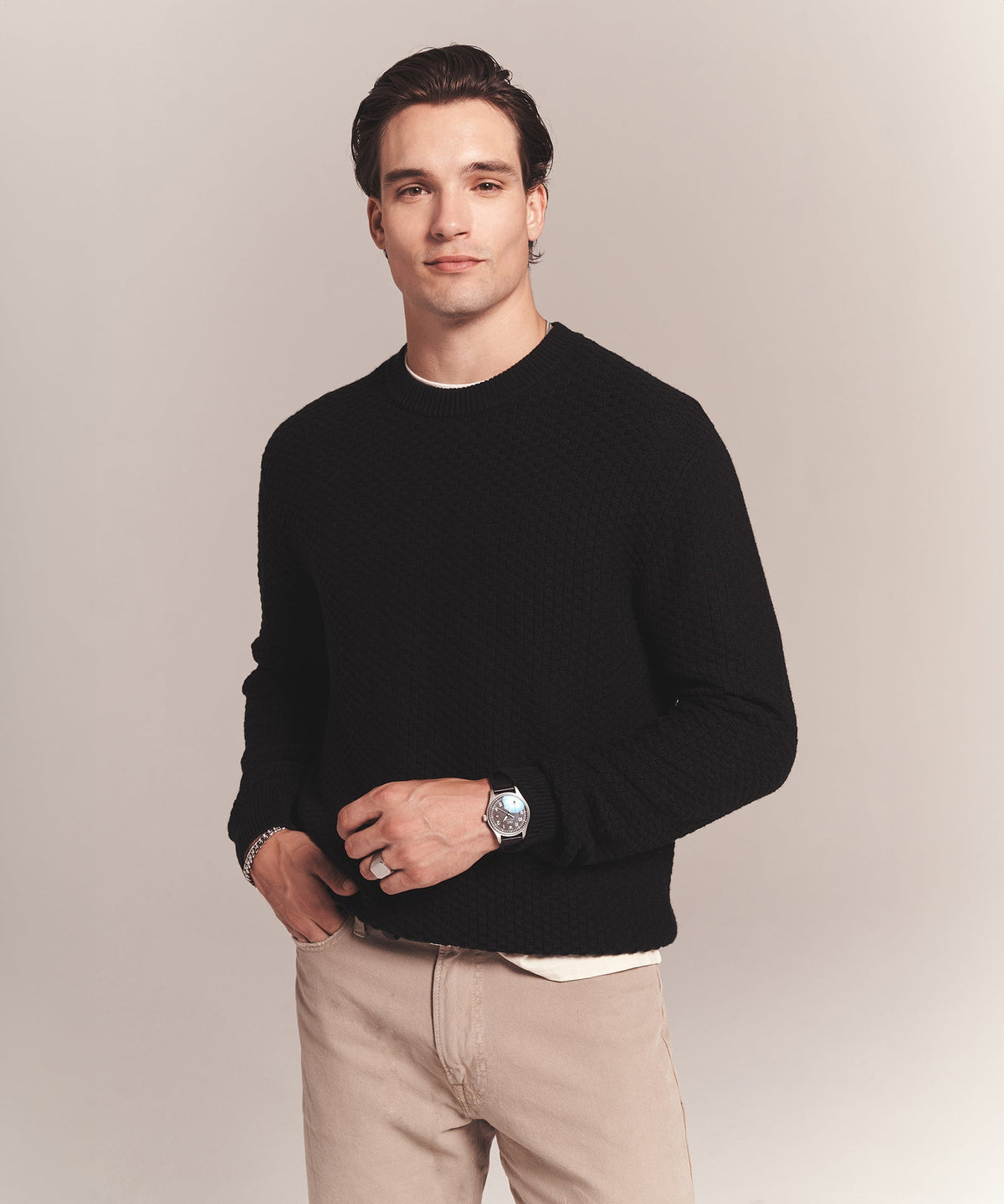 Cotton Cashmere Textured Crewneck – NAADAM