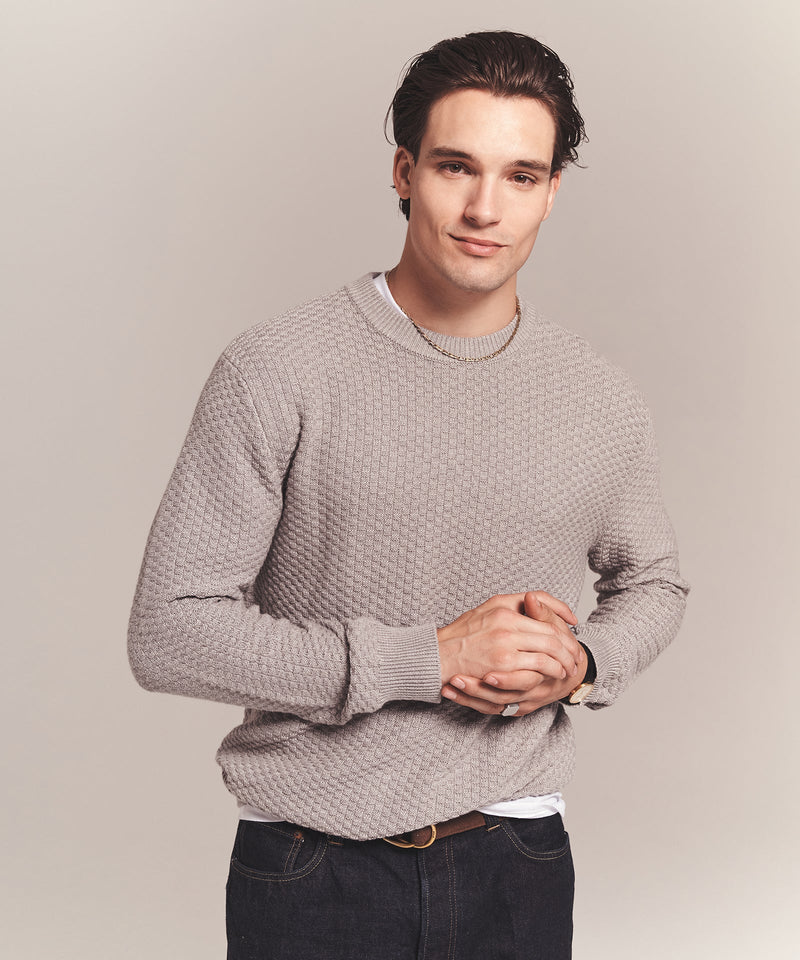 トップス Lidnm CASHMERE MILLED CREW KNIT Cotton and Recycled Cashmere Crew Neck Top | EILEEN FISHER