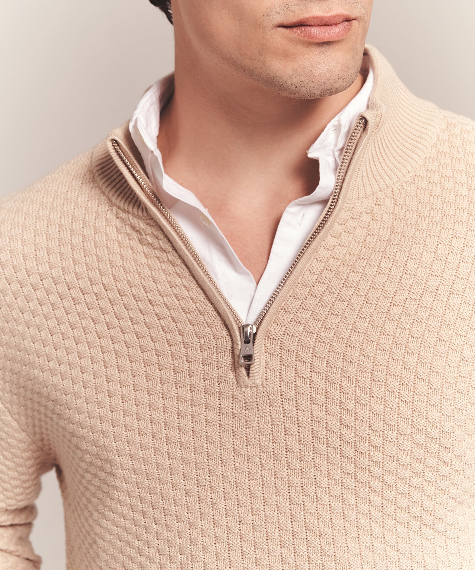 Cotton Cashmere Textured Quarter Zip – NAADAM