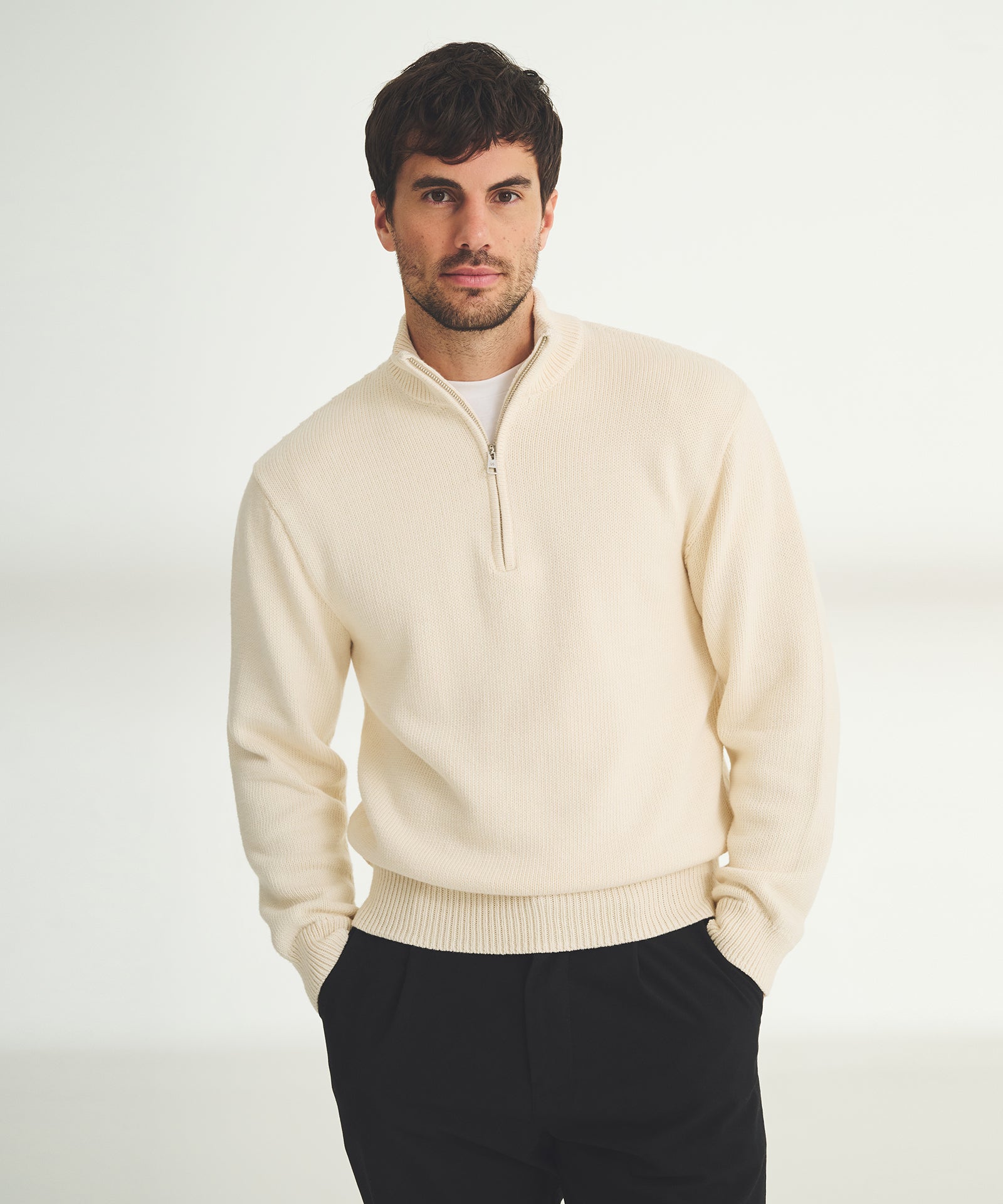 Cotton Relaxed Quarter Zip Sweater – NAADAM
