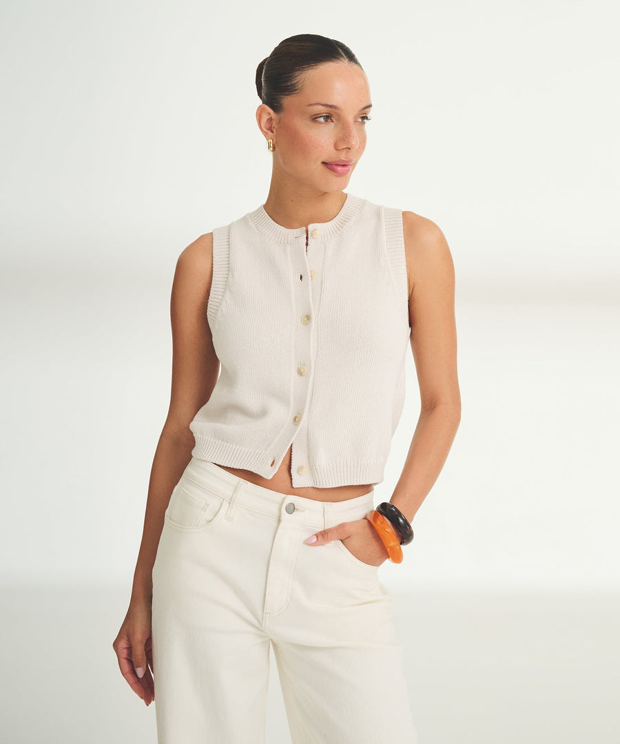 Cotton Sleeveless Cardigan
