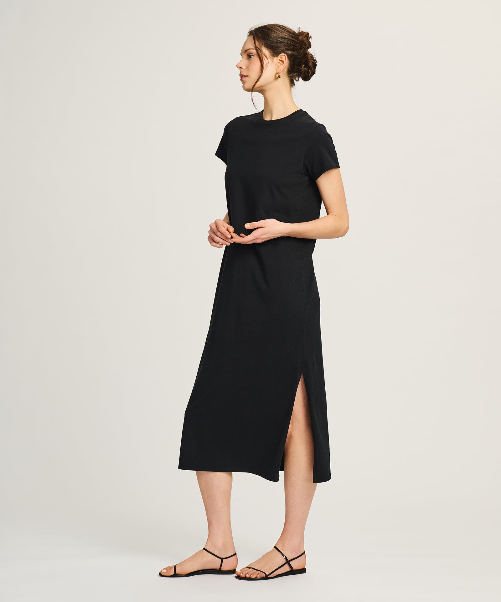 midi t shirt dress for women NAADAM Lightweight Brushed Cotton T-Shirt in Black Style:EE01977BK Real Housewives of Orange Neither too tight nor 2025_11/12