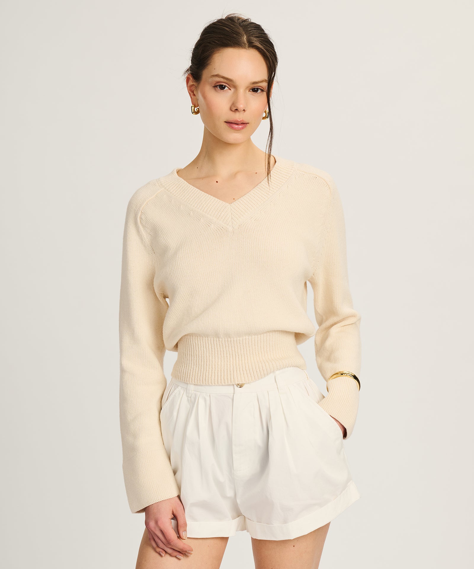 Cotton V-Neck Sweater – NAADAM