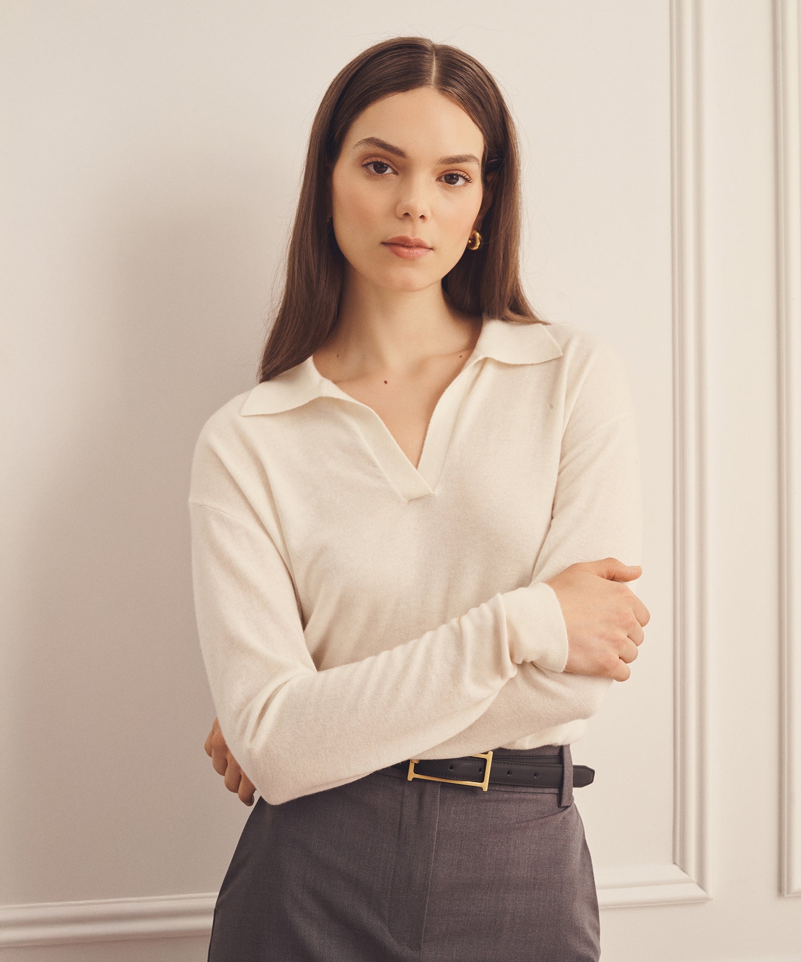 Super Fine Cashmere Long Sleeve Polo – NAADAM