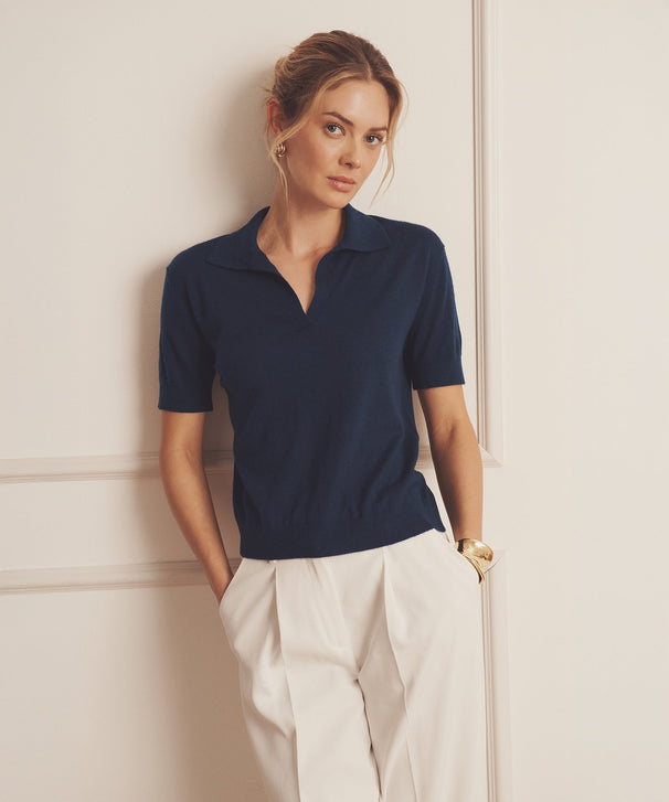 Fancy Cashmere Short Sleeve Polo