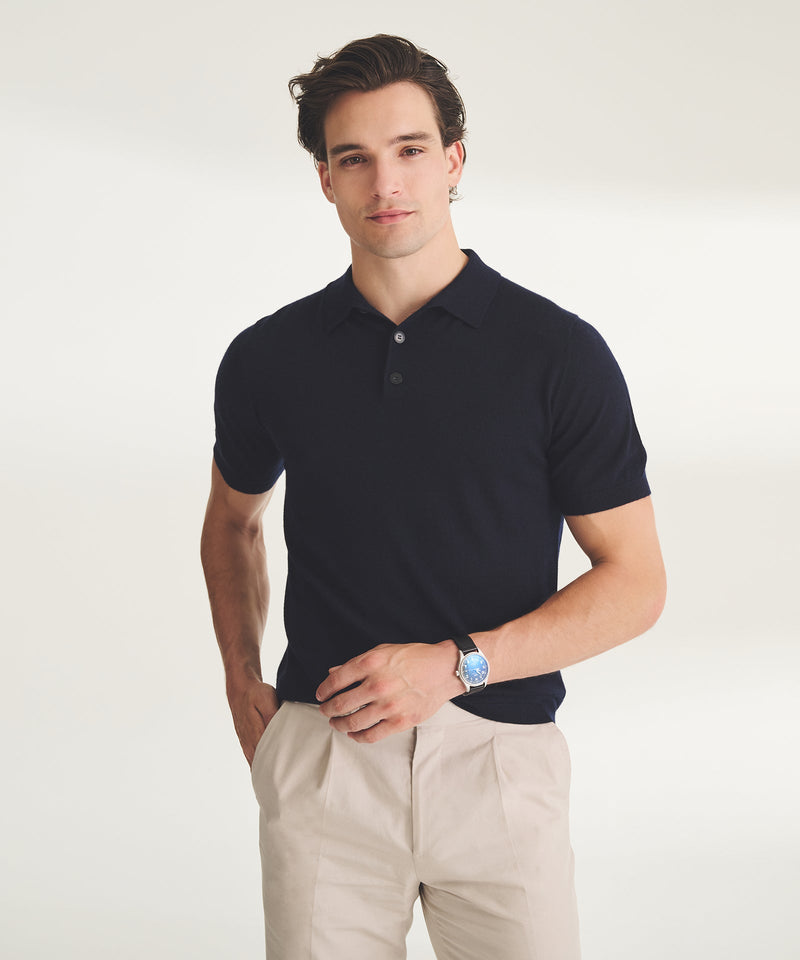 Fancy Cashmere Short Sleeve Polo NAADAM