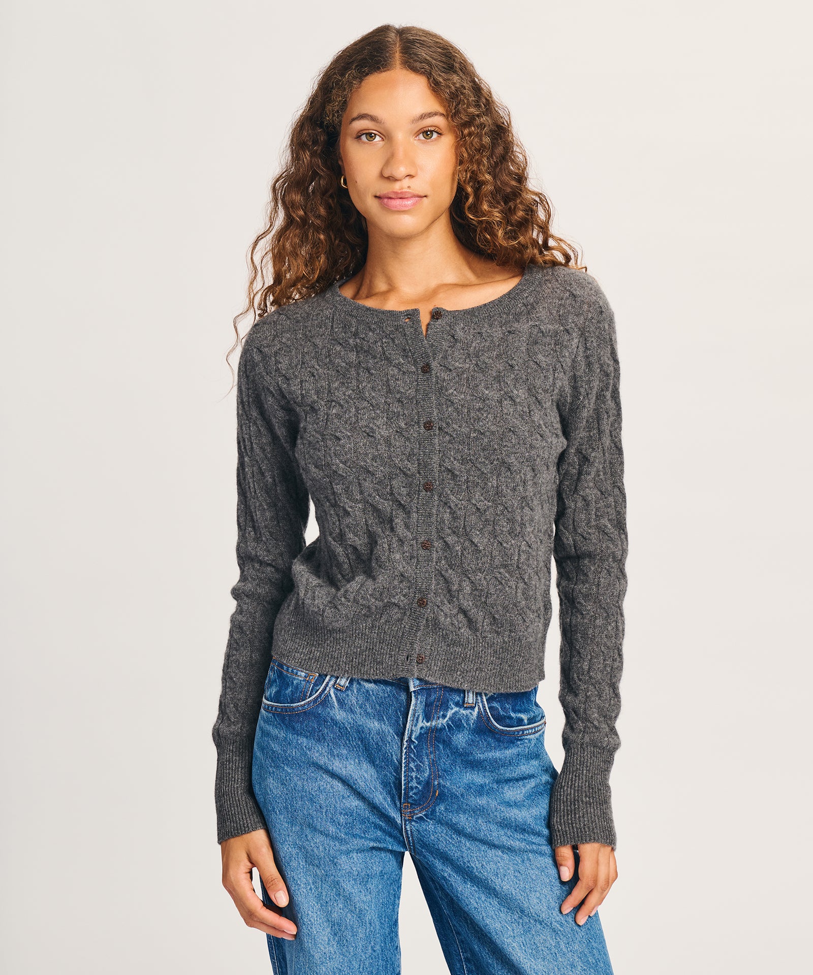 Lightweight Cashmere Cable Cardigan