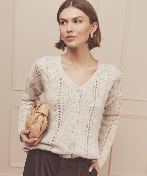 Wool Cashmere Statement Cable Cardigan