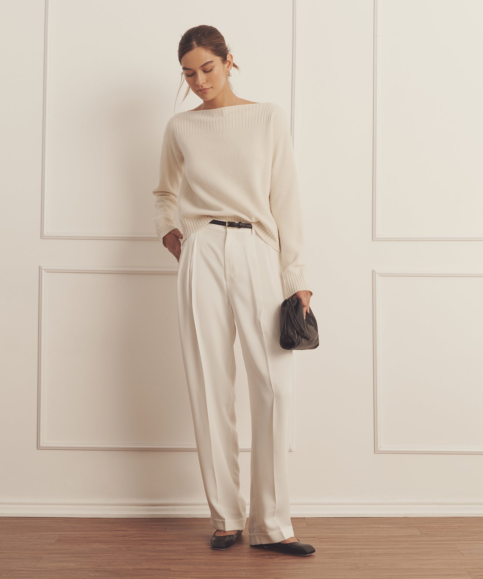 トップス COMOLI W/L/S BOAT NECK KNIT size3 Chunky Boat Neck Cashmere Sweater – FORTY FIVE TEN