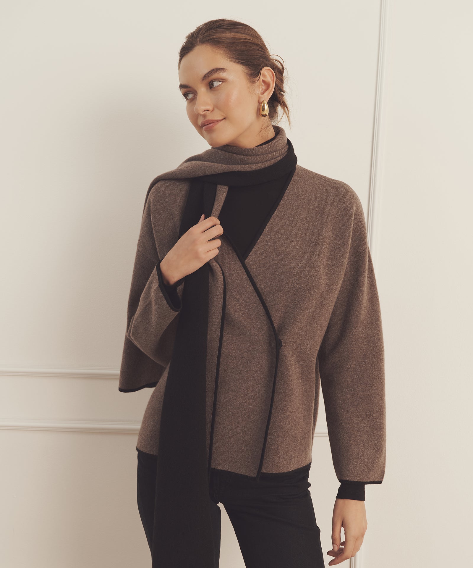Luxe Cashmere Sweater Jacket with Scarf – NAADAM