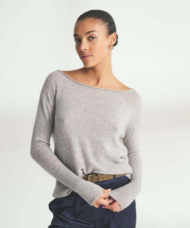 Lightweight Cashmere Boatneck Sweater