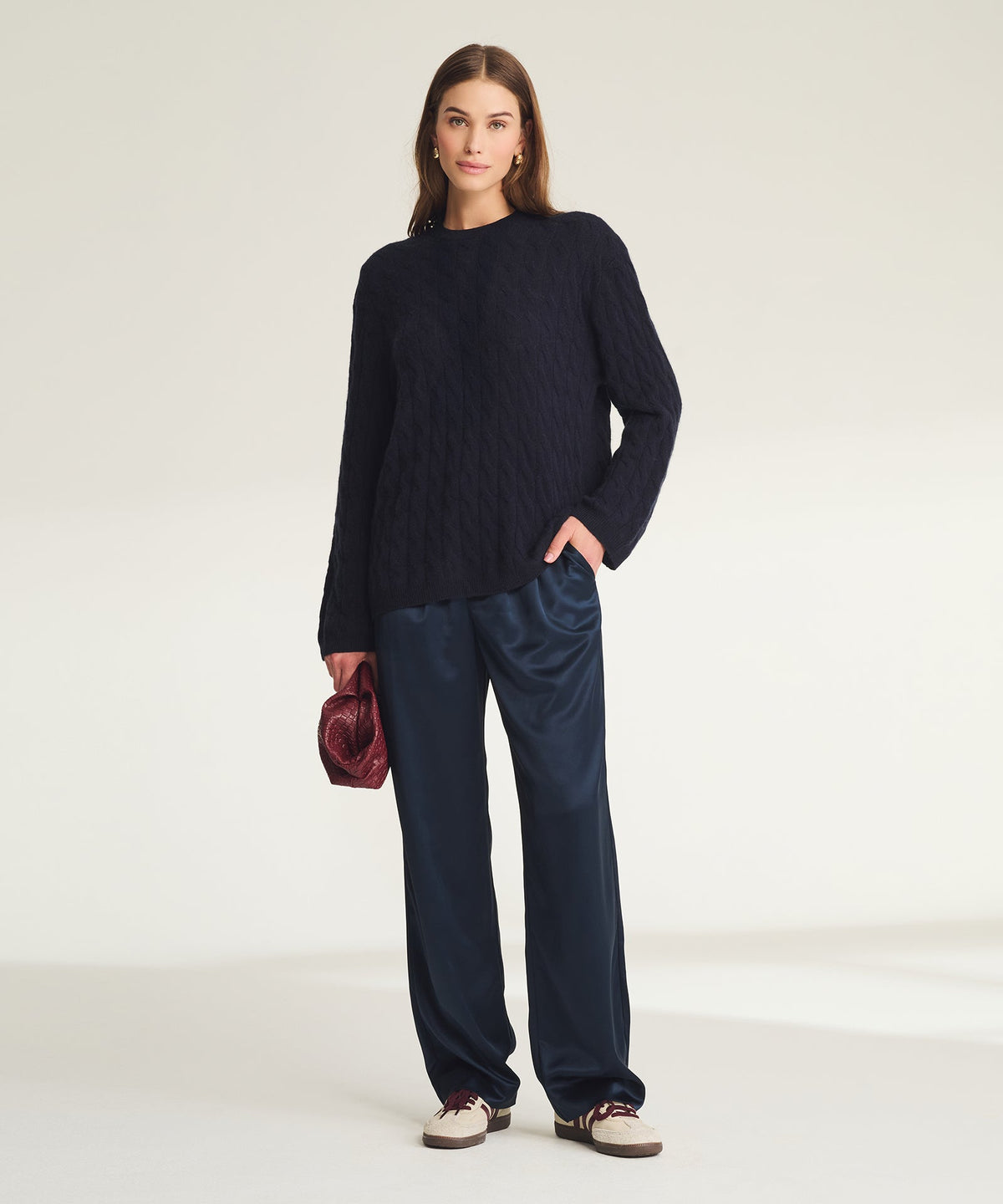 Lightweight Cashmere Cable Oversized Crewneck Sweater – NAADAM