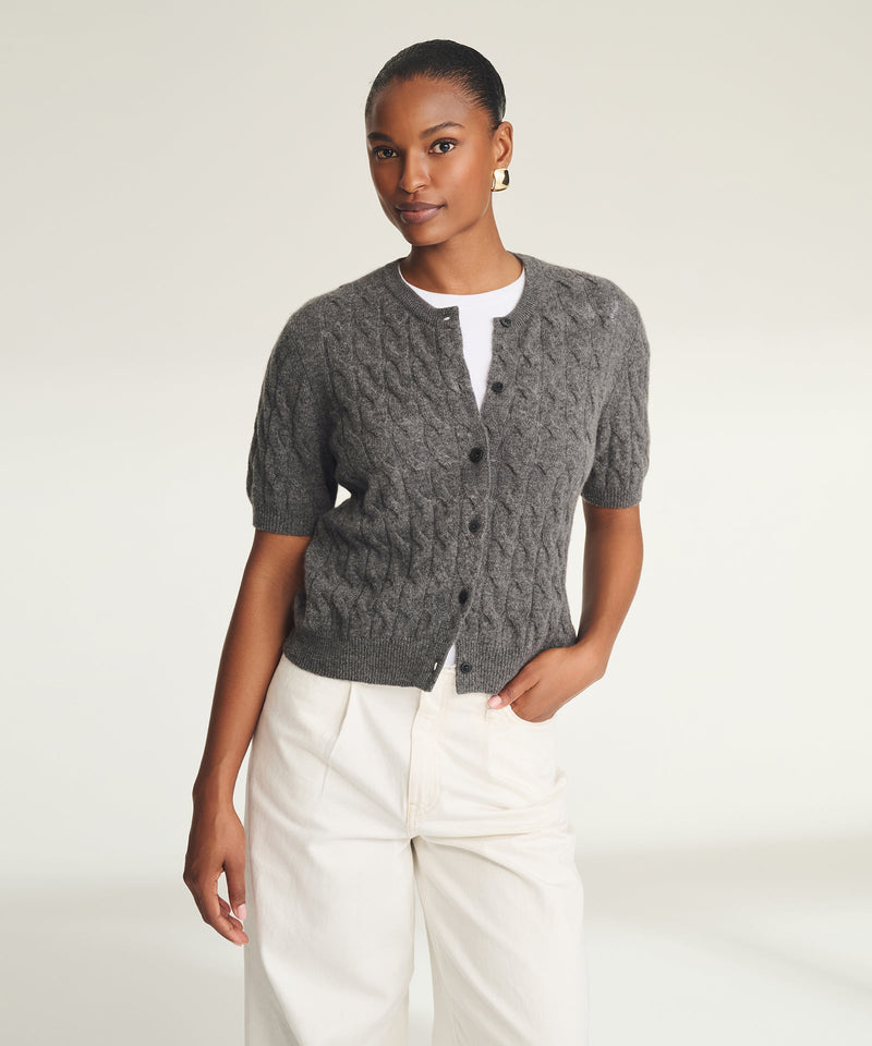 Lightweight Cashmere Cable Short Sleeve Cardigan – NAADAM