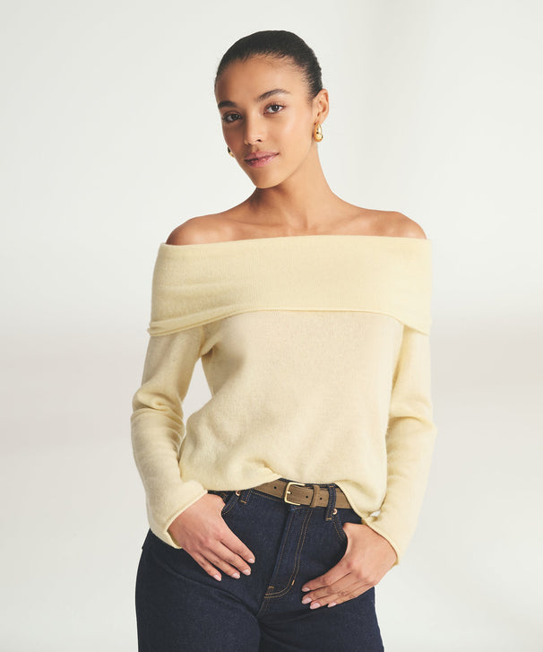 Lightweight Cashmere Off The Shoulder Top