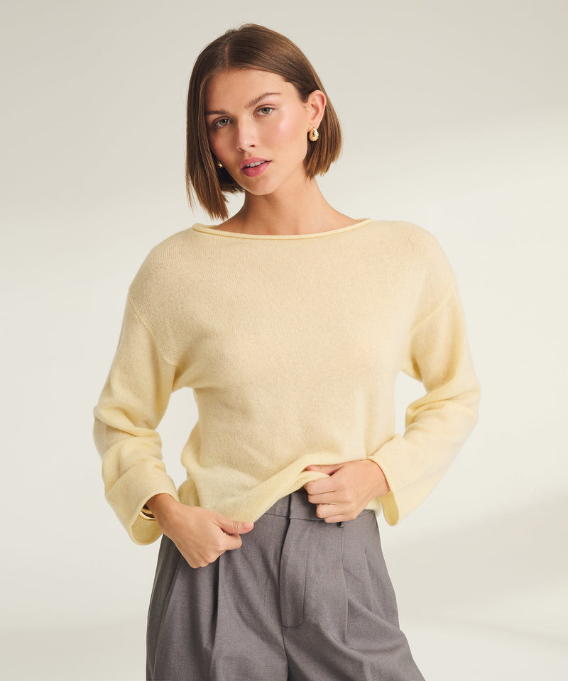 Lightweight Cashmere Relaxed Boatneck Sweater – NAADAM