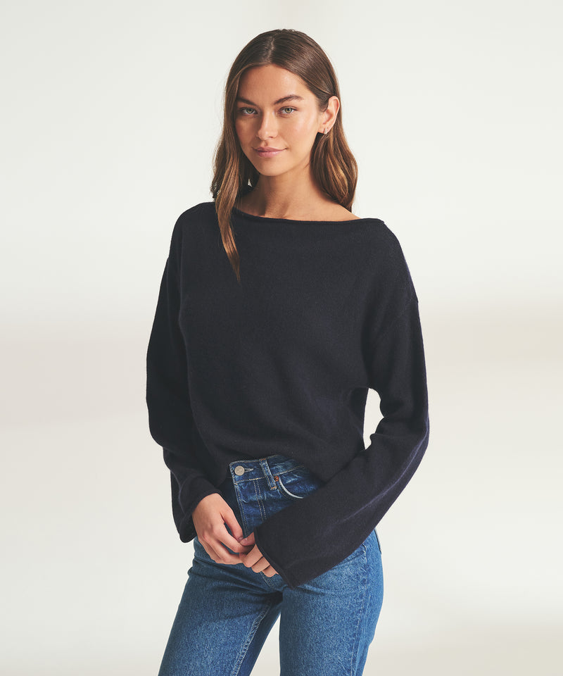 Lightweight Cashmere Relaxed Boatneck Sweater – NAADAM