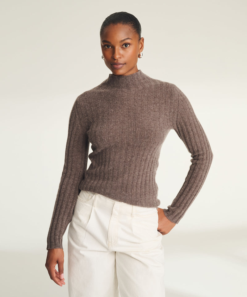 Lightweight Cashmere Ribbed Mockneck Sweater – NAADAM