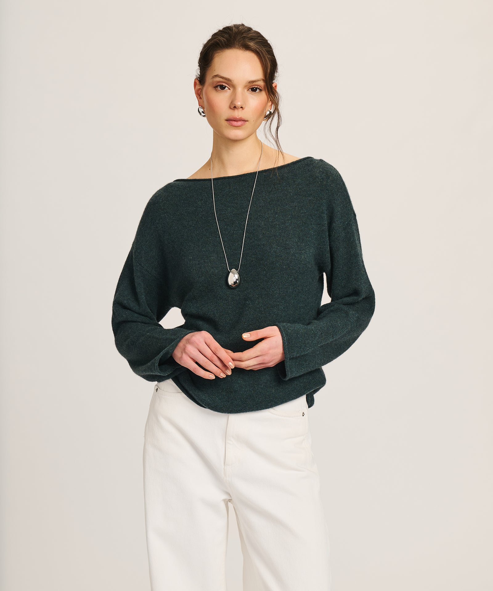 Lightweight Cashmere Relaxed Boatneck Sweater – NAADAM