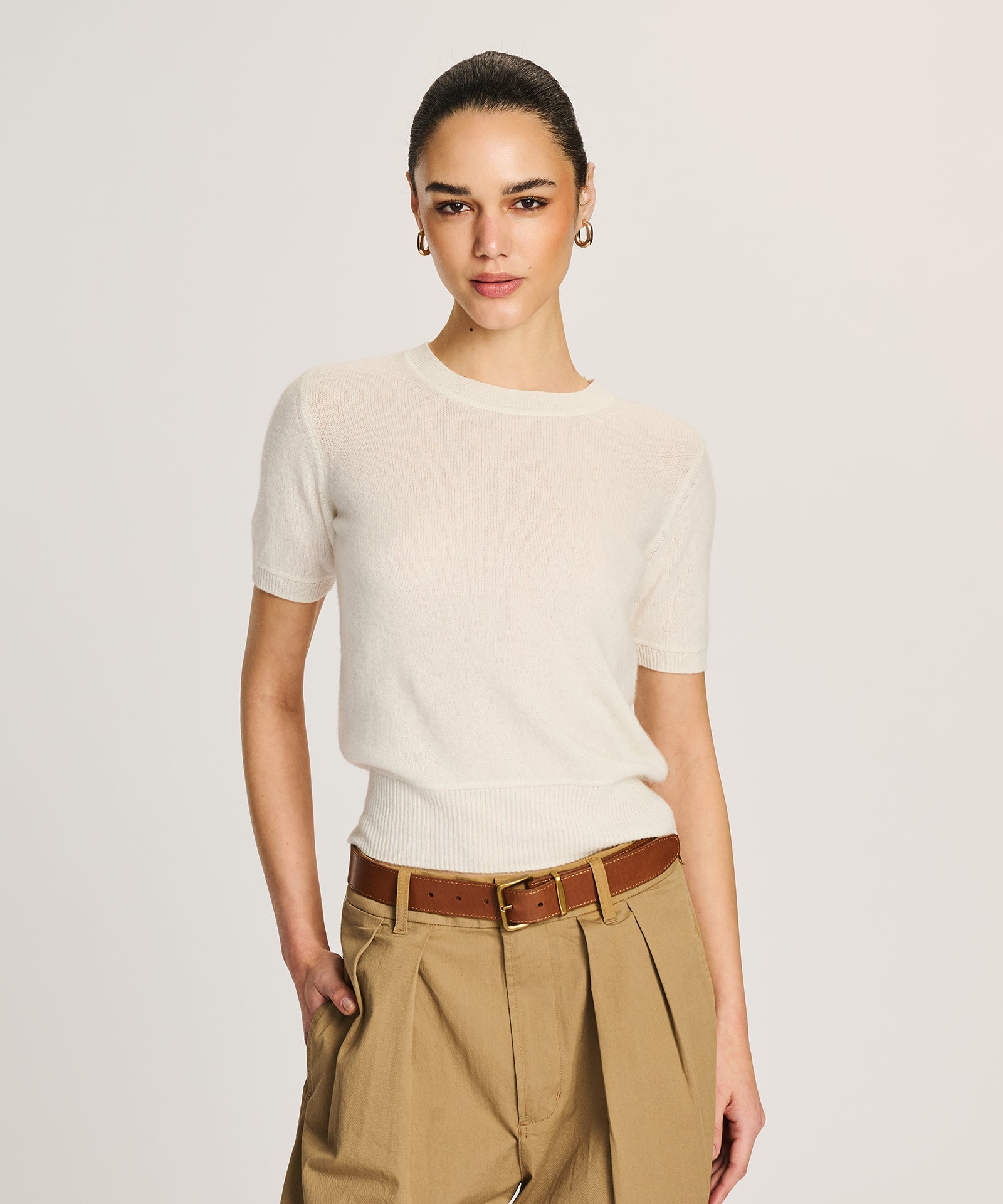 Lightweight Cashmere Short Sleeve Sweater