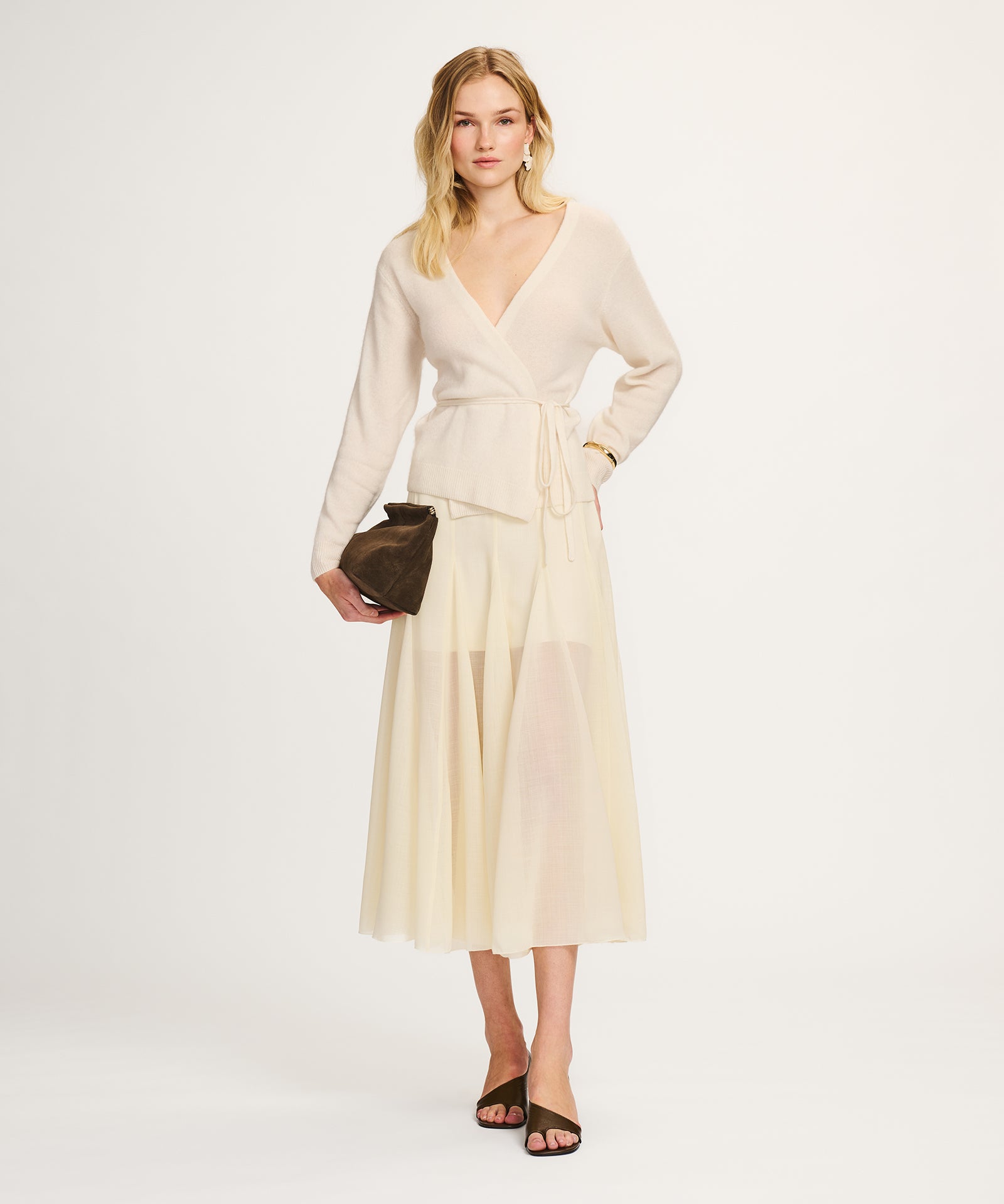 naadam wrap dress Lightweight Cashmere Top in White Style-Color-Dim:AP1D106925_AA243_M Color:Almond Cream Crafted from 100% premium Altar’d State - White