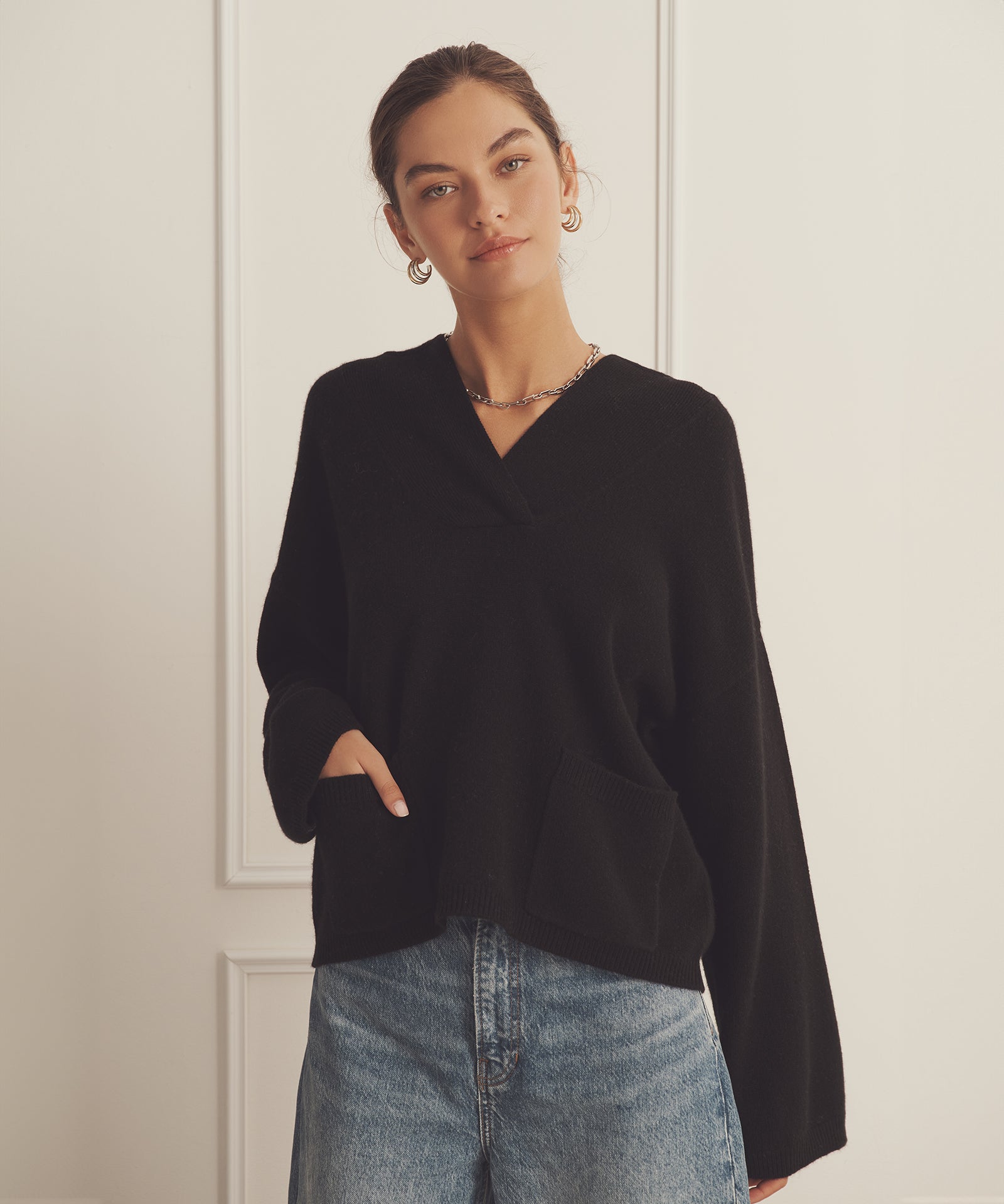 Luxe Cashmere Open Neck Hoodie – NAADAM