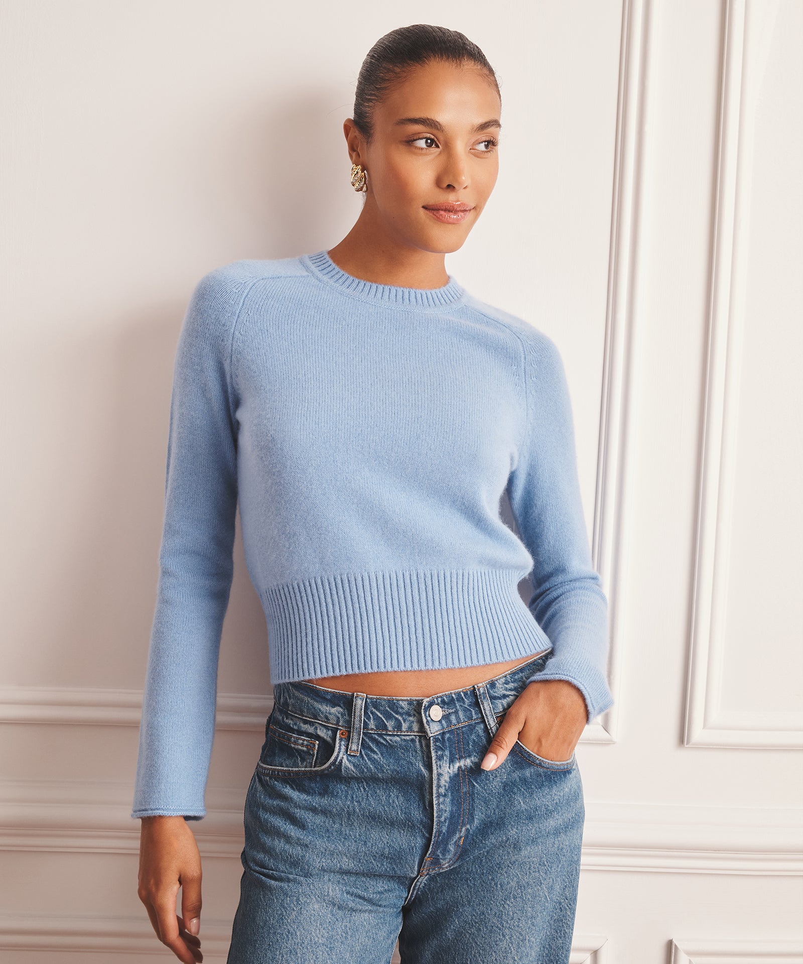Saddle Cashmere Crewneck Sweater – NAADAM