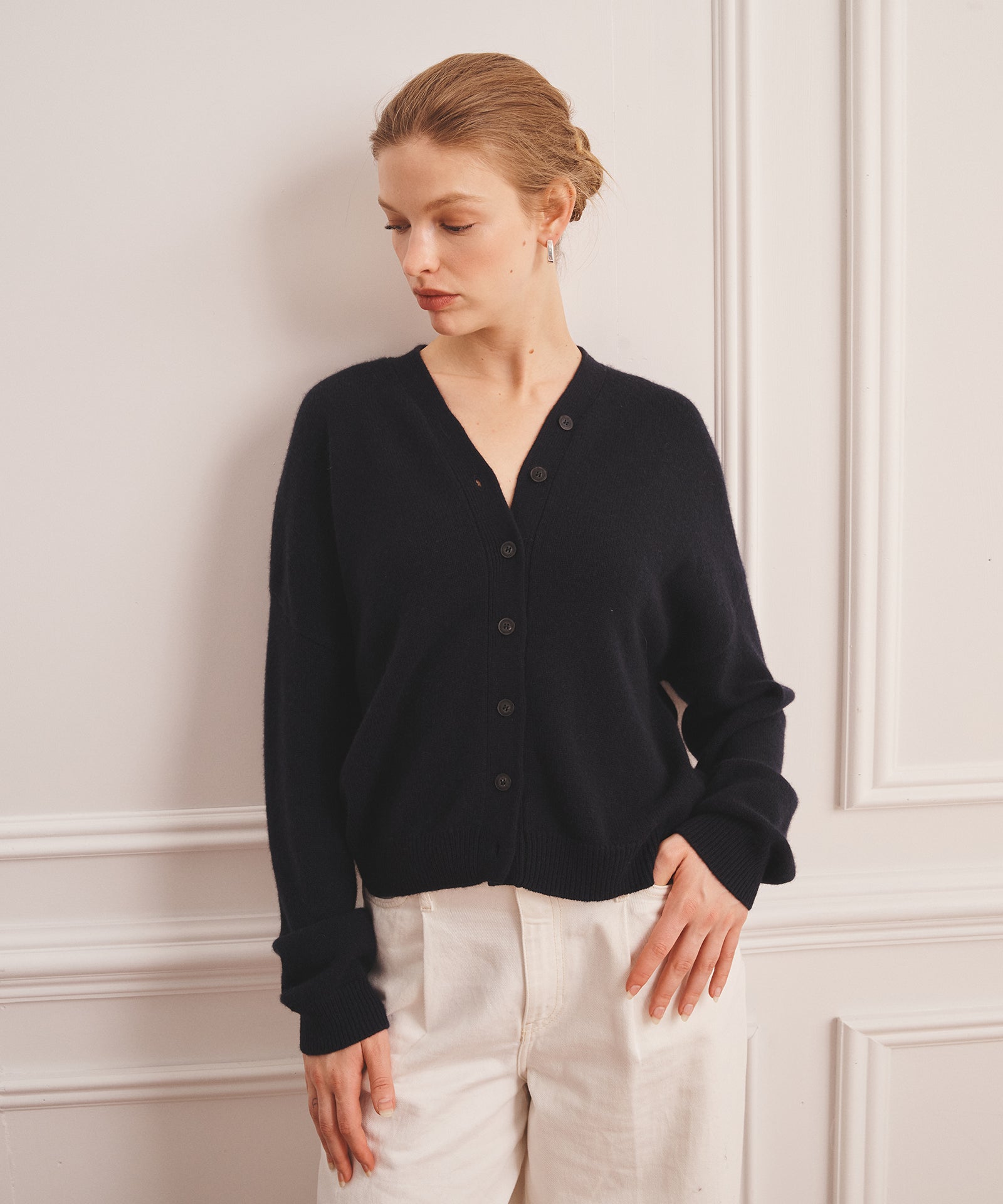 Luxe Cashmere V-Neck Bomber Cardigan – NAADAM